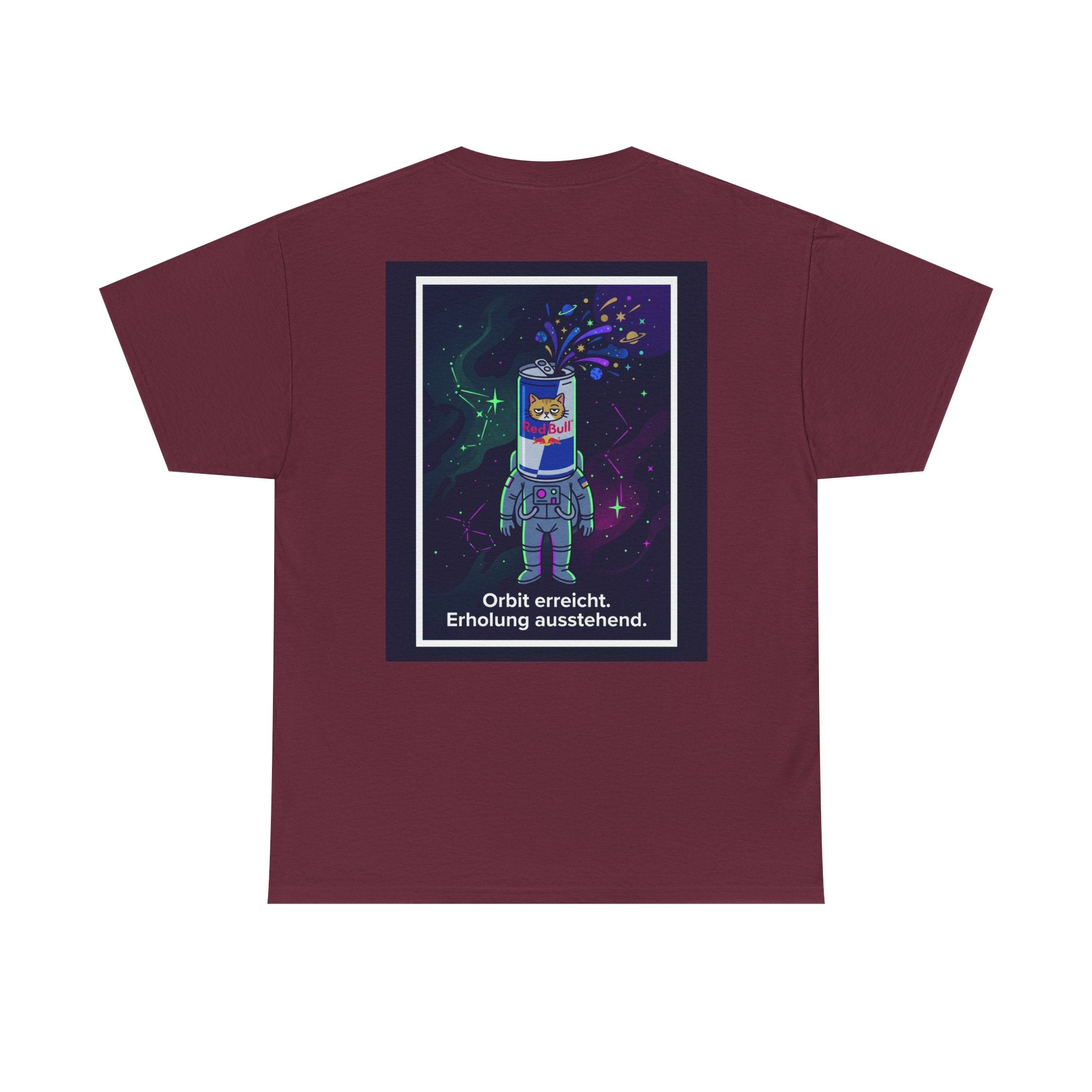 Astronaut Graphic Tee — “Orbit erreicht. Erholung ausstehend.” Neon Space Shirt