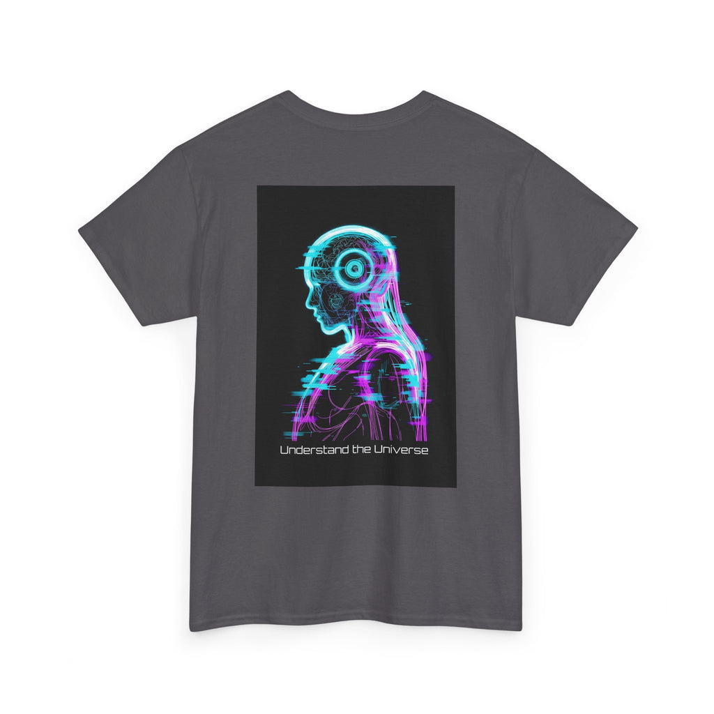 Cyberpunk Android Tee — "I Understand the Universe" Neon Robot Graphic T-Shirt