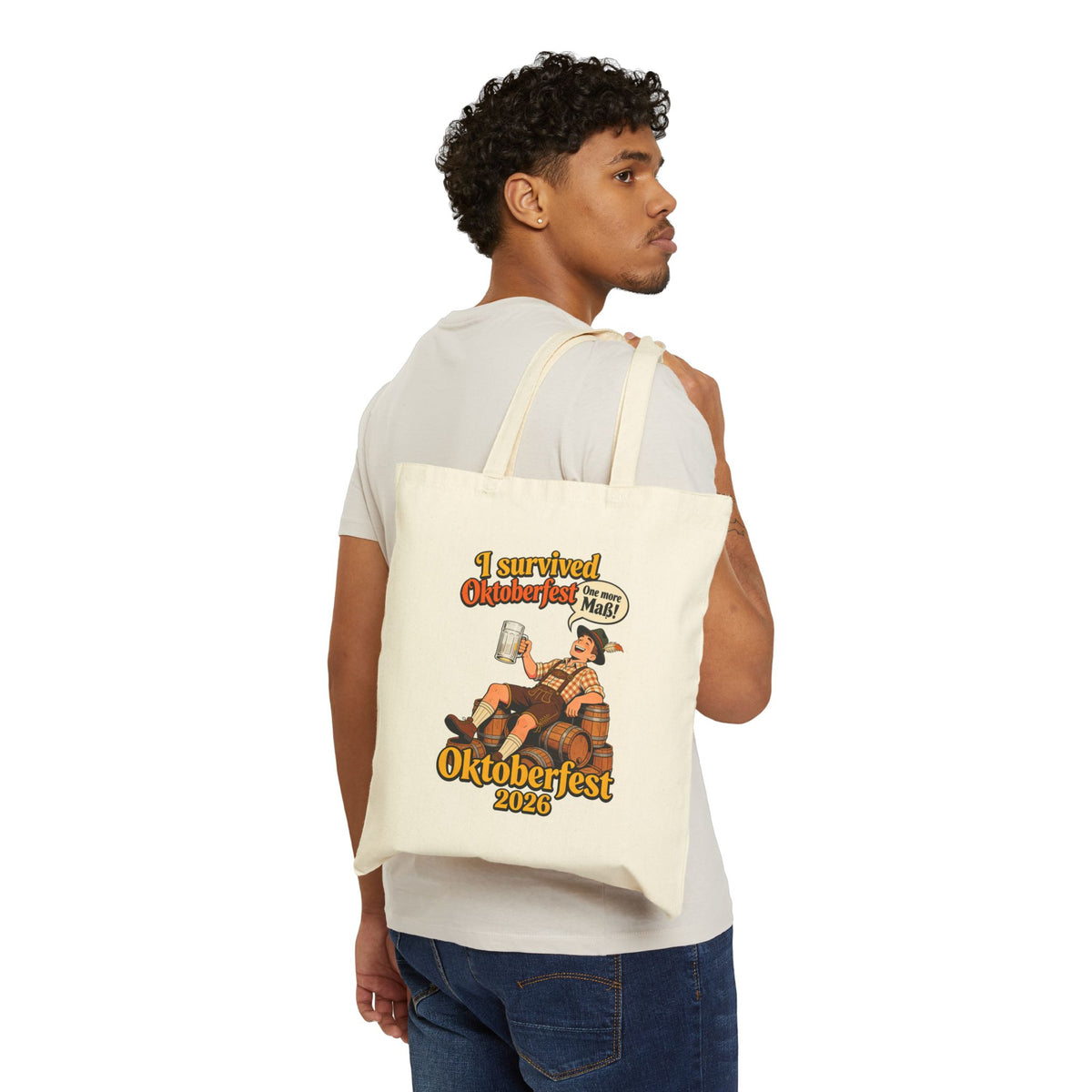 Oktoberfest 2026 Cotton Tote — "I Survived Oktoberfest (Not Me!)" Beer Festival Bag