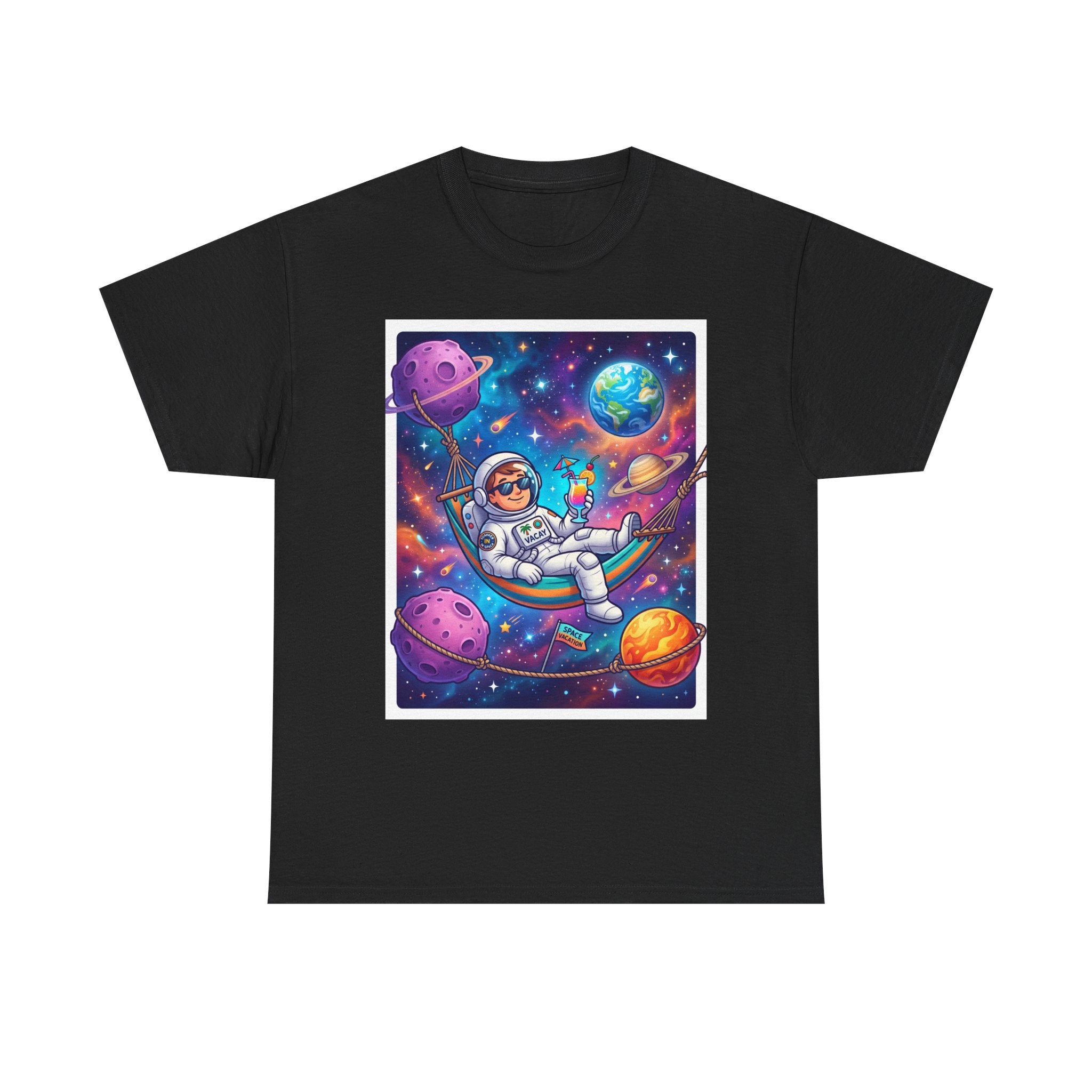 Astronaut Relaxing Tee — Cosmic Hammock Space Shirt