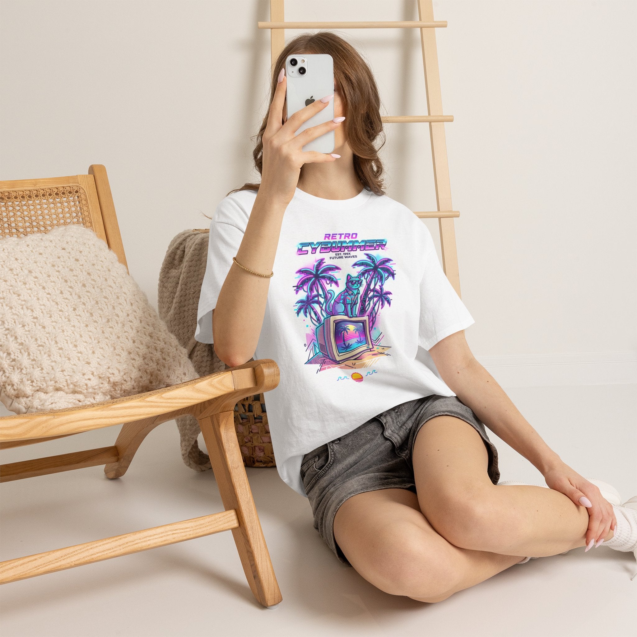 Retro Cyberwave Tee — Vaporwave Palm Trees & Vintage Computer Graphic