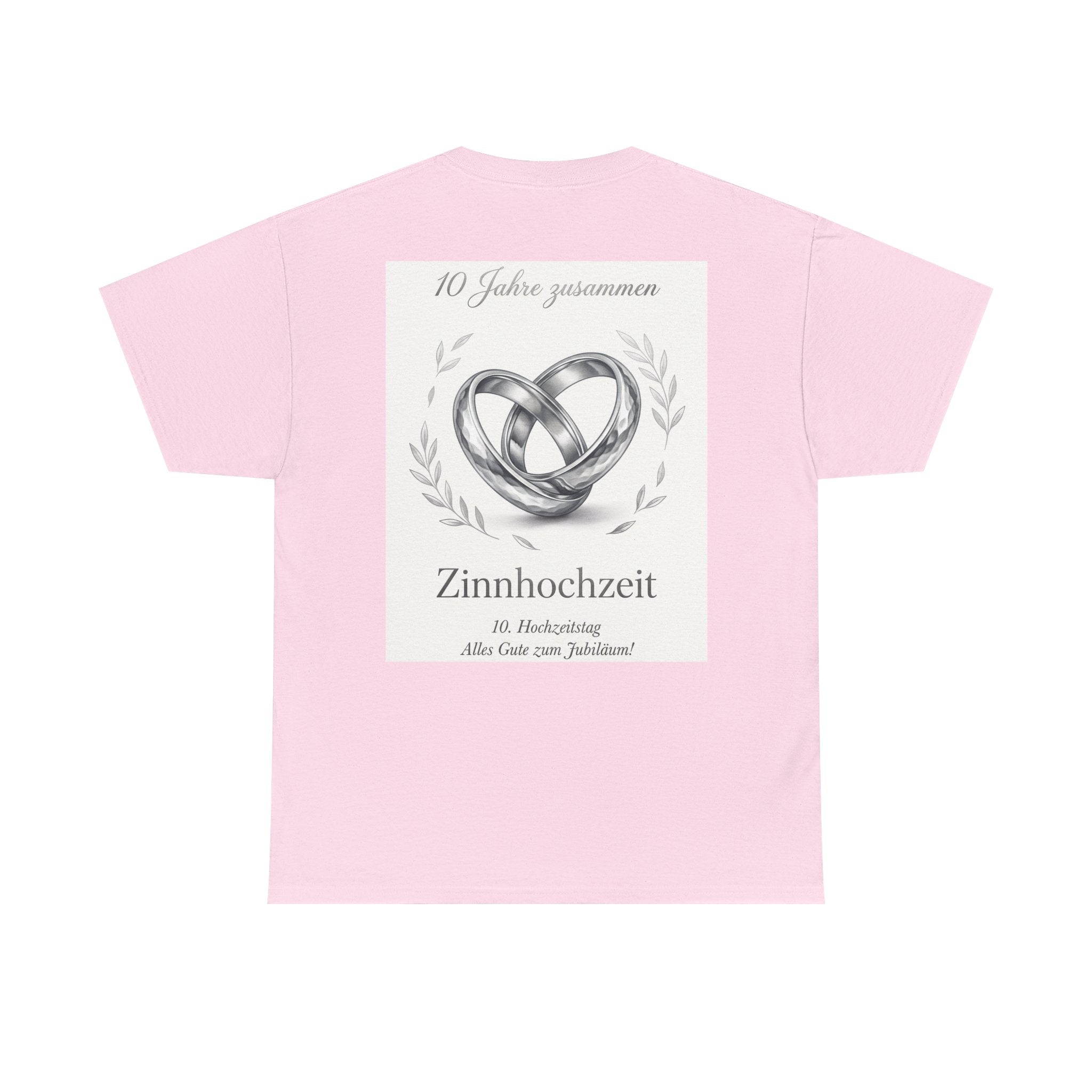 Zinnhochzeit 10 Years Anniversary T‑Shirt — Silver Rings 10 Jahre Zusammen Tee