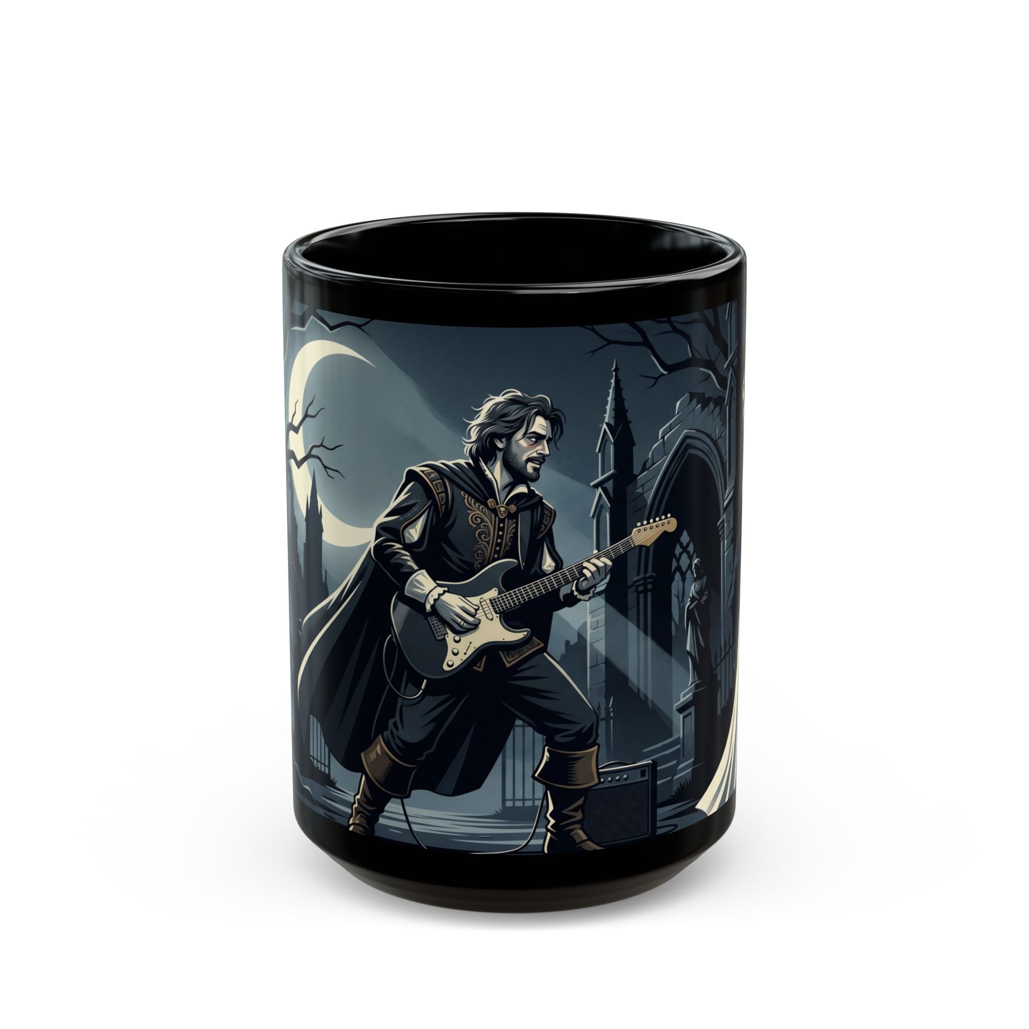 "Athos with Guitar" Mug — Dark Romantic Bride Coffee Cup (11oz/15oz)