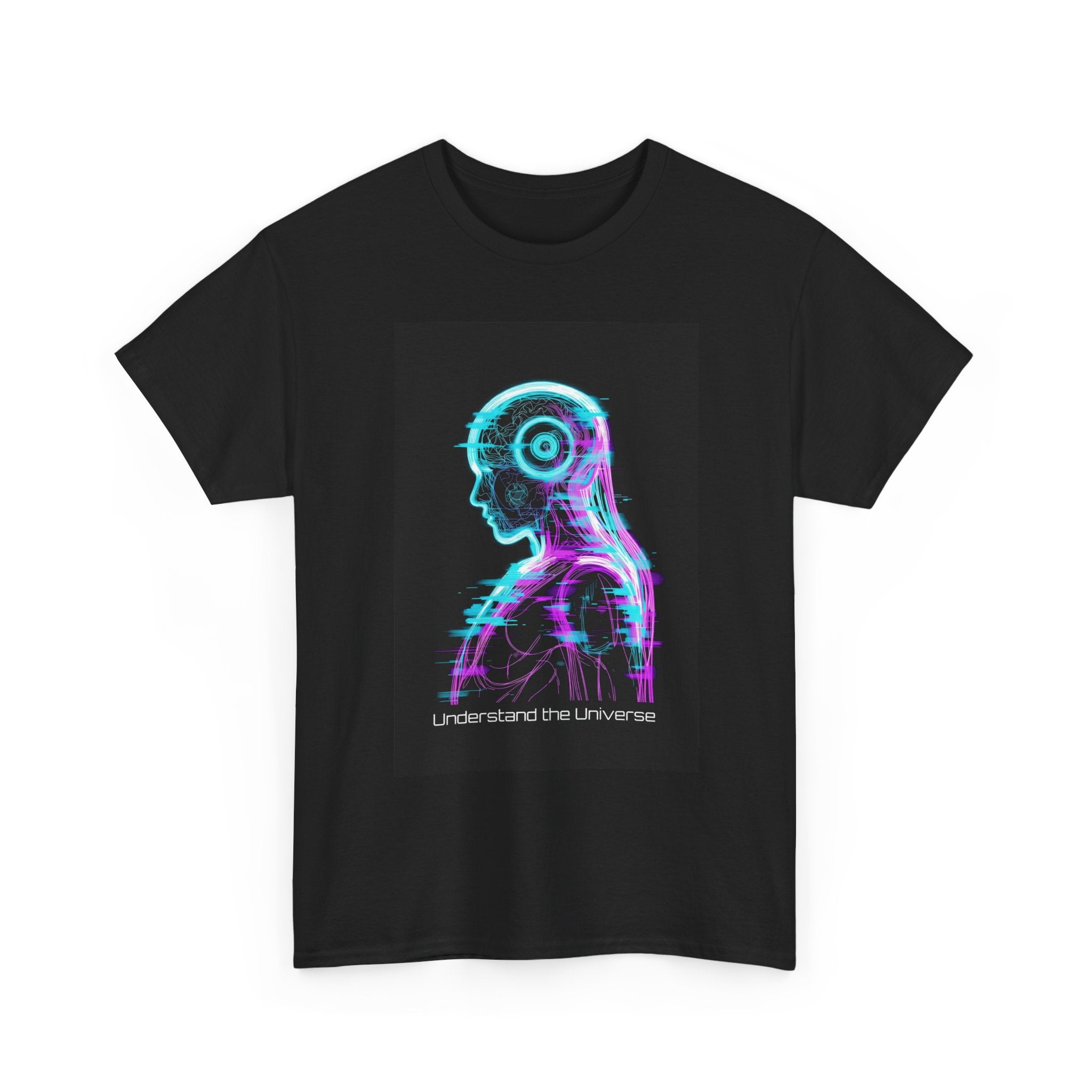Cyberpunk Android Tee — "I Understand the Universe" Neon Robot Graphic T-Shirt