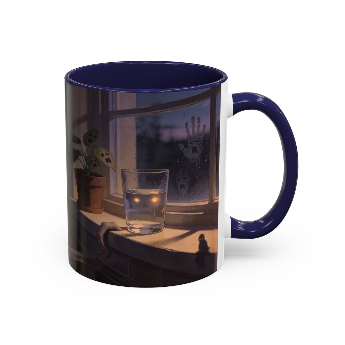 Spooky Window Handprints Mug – Halloween Ceramic Coffee Cup