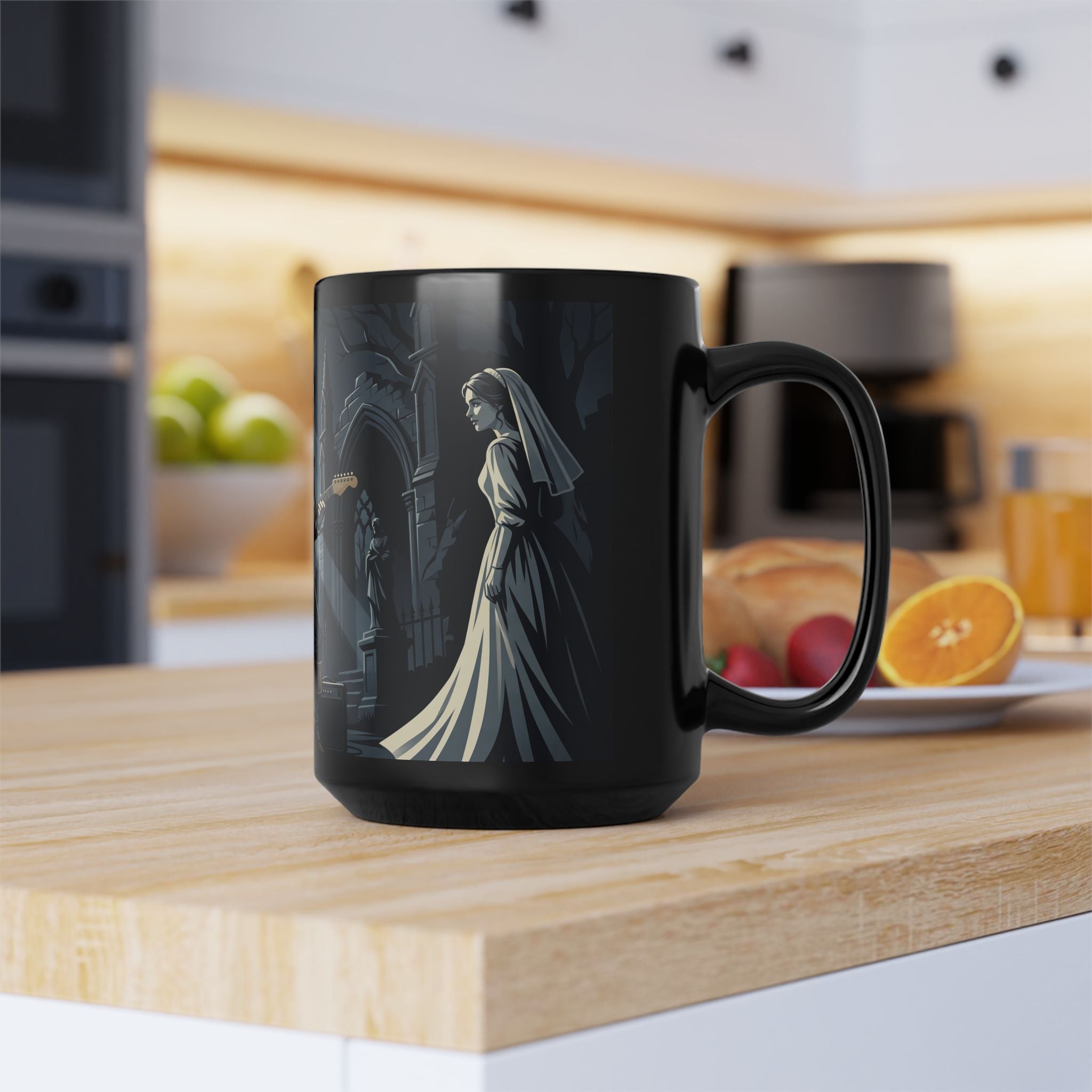 "Athos with Guitar" Mug — Dark Romantic Bride Coffee Cup (11oz/15oz)