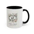 10th Wedding Anniversary Tin Rings Coffee Mug — '10 Years Together' Floral Accent