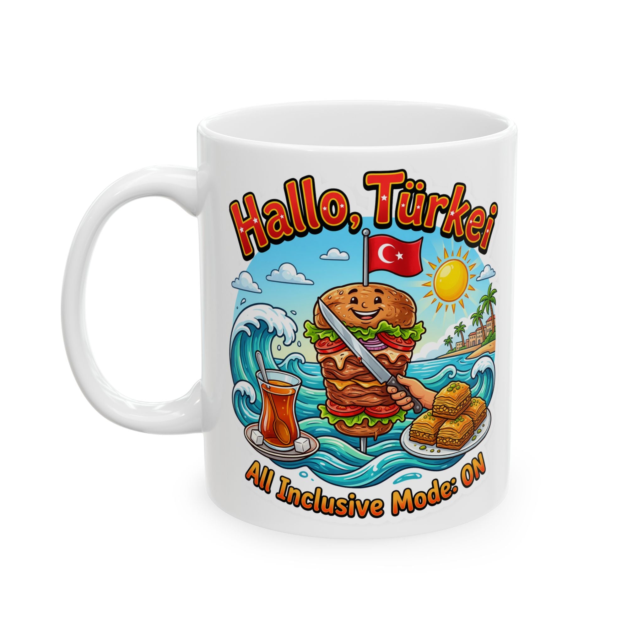 Turkey Travel Mug – Tropical Waves & Plate Lunch Ceramic Coffee Cup (11oz, 15oz)