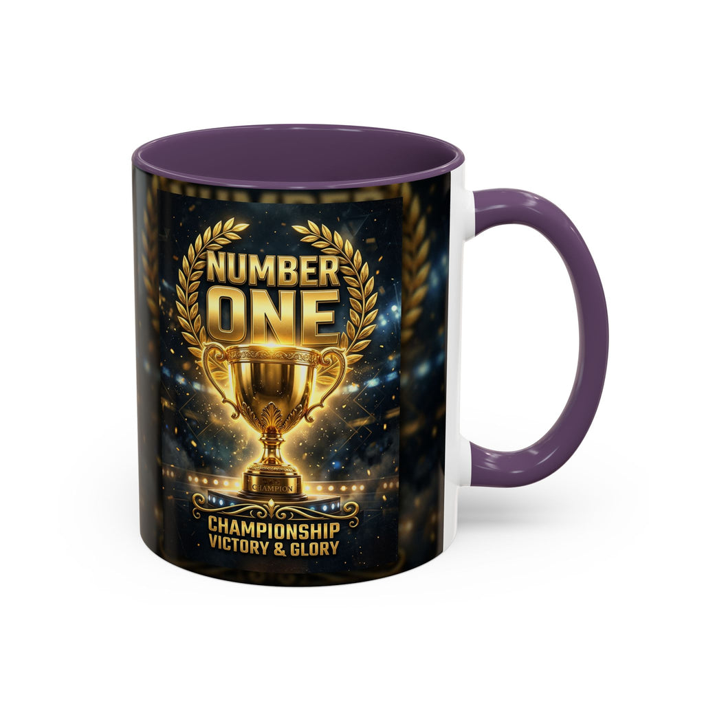 Number One Trophy Coffee Mug — Championship Victory & Glory Accent Mug