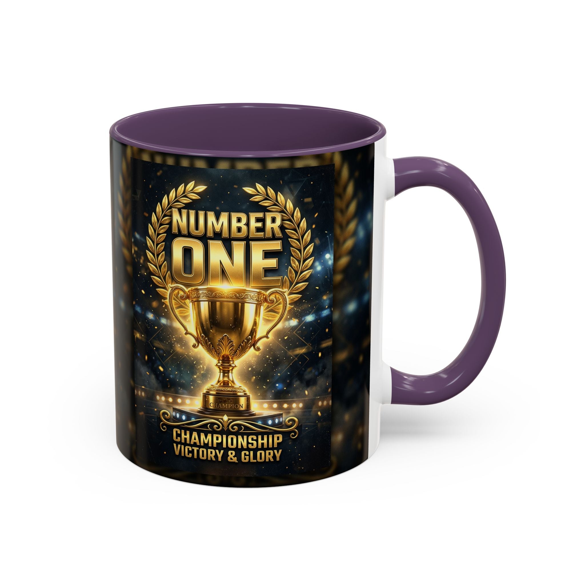 Number One Trophy Coffee Mug — Championship Victory & Glory Accent Mug