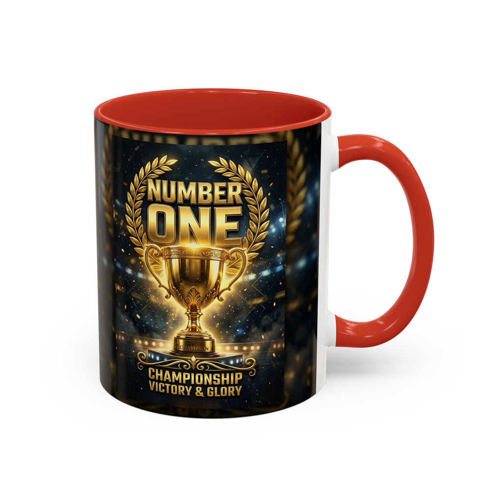 Number One Trophy Coffee Mug — Championship Victory & Glory Accent Mug
