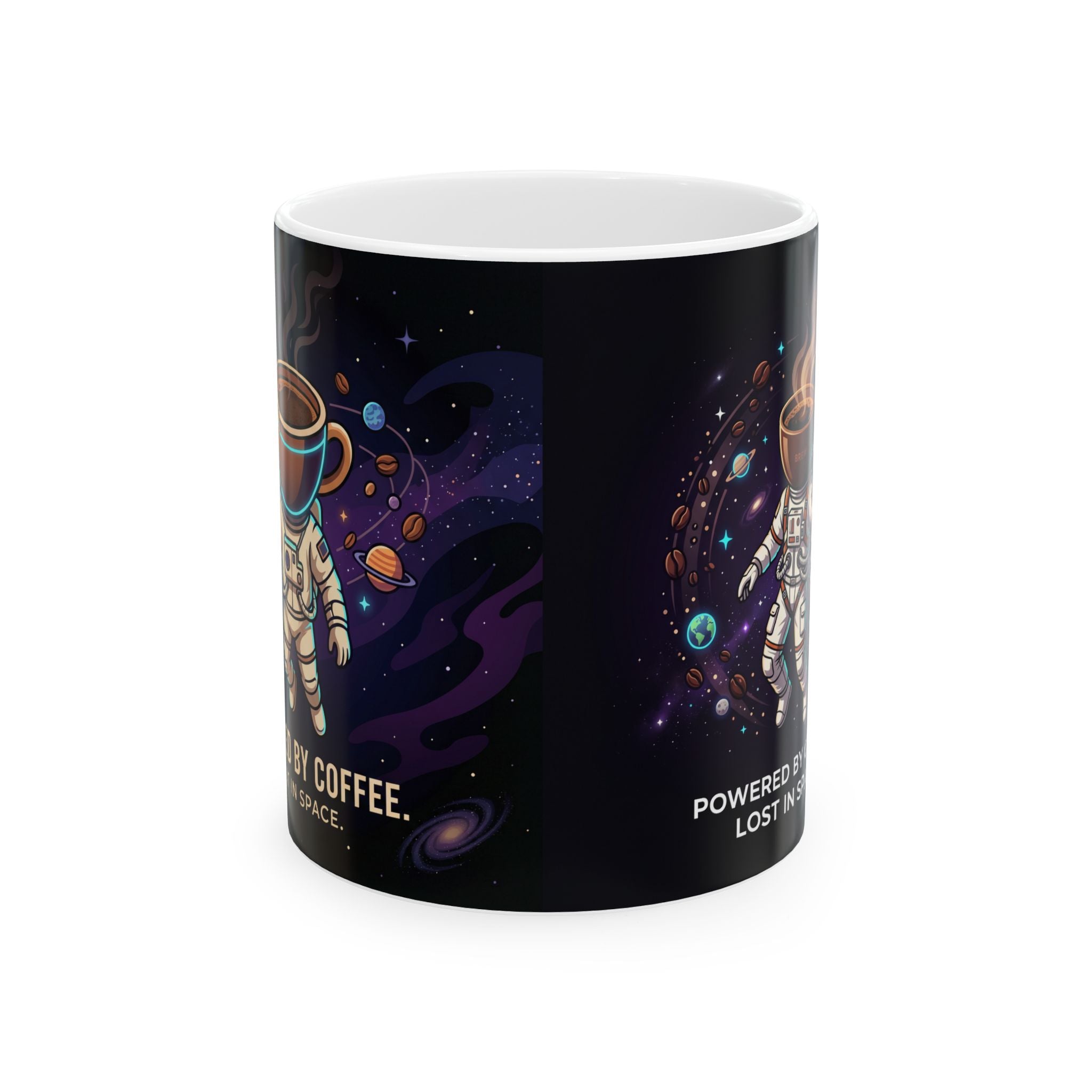 Astronaut Coffee Mug — "Powered by Coffee" Space Ceramic Mug (11oz & 15oz)