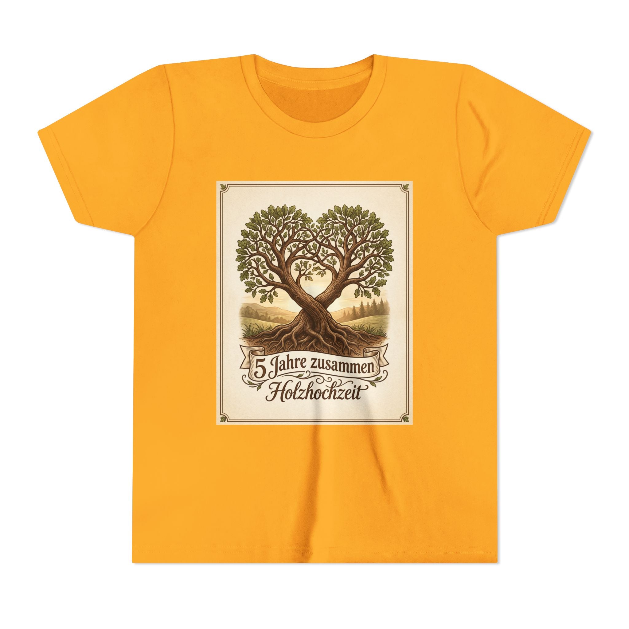 Youth Tee — '5 Jahre zusammen Holzhochzeit' Tree Anniversary Shirt (5th Wedding Anniversary)