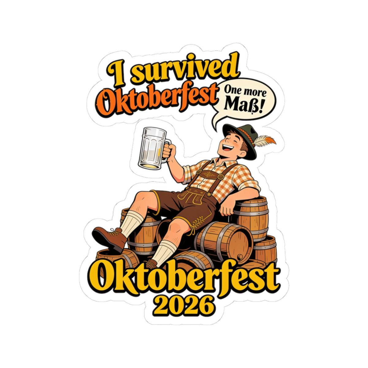 Oktoberfest Sticker — "I Survived Oktoberfest" Vintage Beer Mug Design