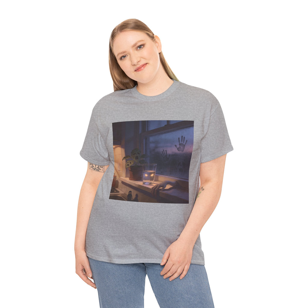 Stimmungsvolles Twilight-Fenster T-Shirt – Cozy Sunset Grafik-Shirt