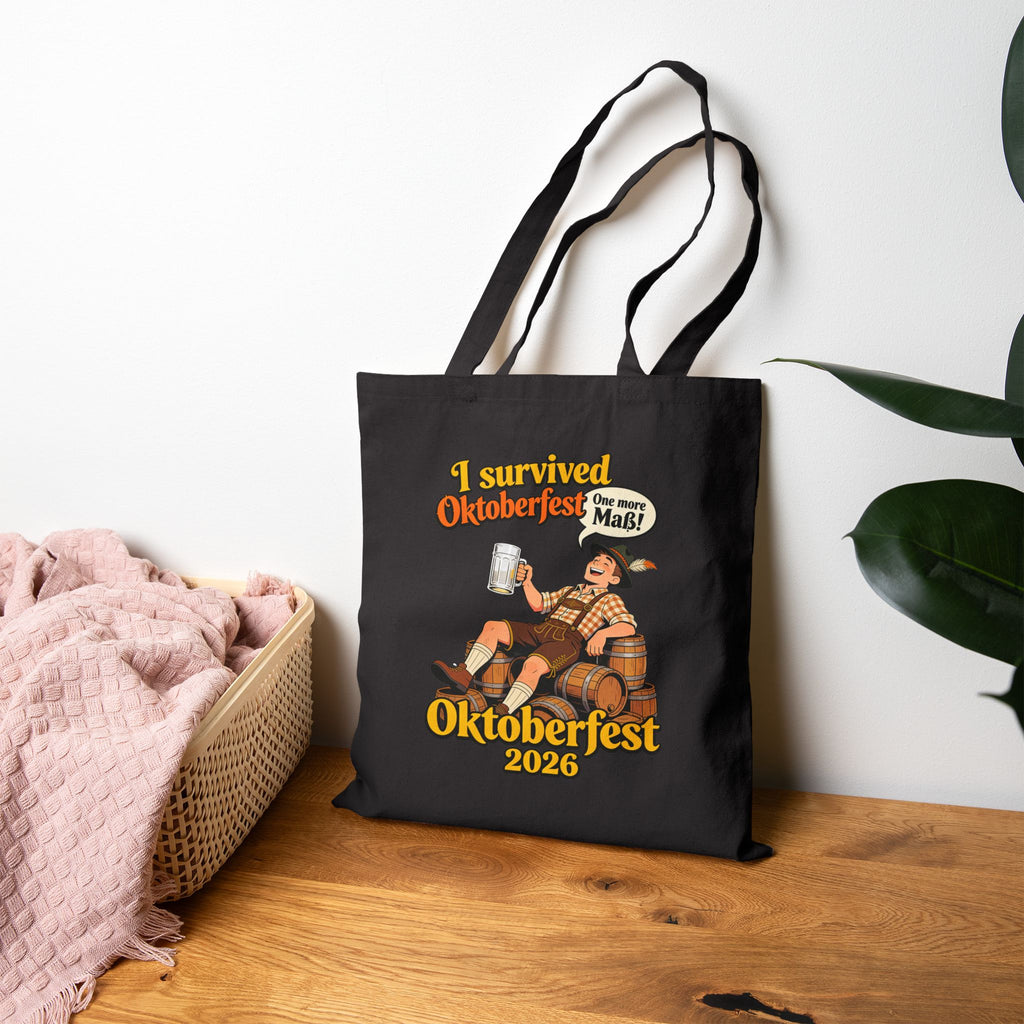 Oktoberfest 2026 Cotton Tote — "I Survived Oktoberfest (Not Me!)" Beer Festival Bag