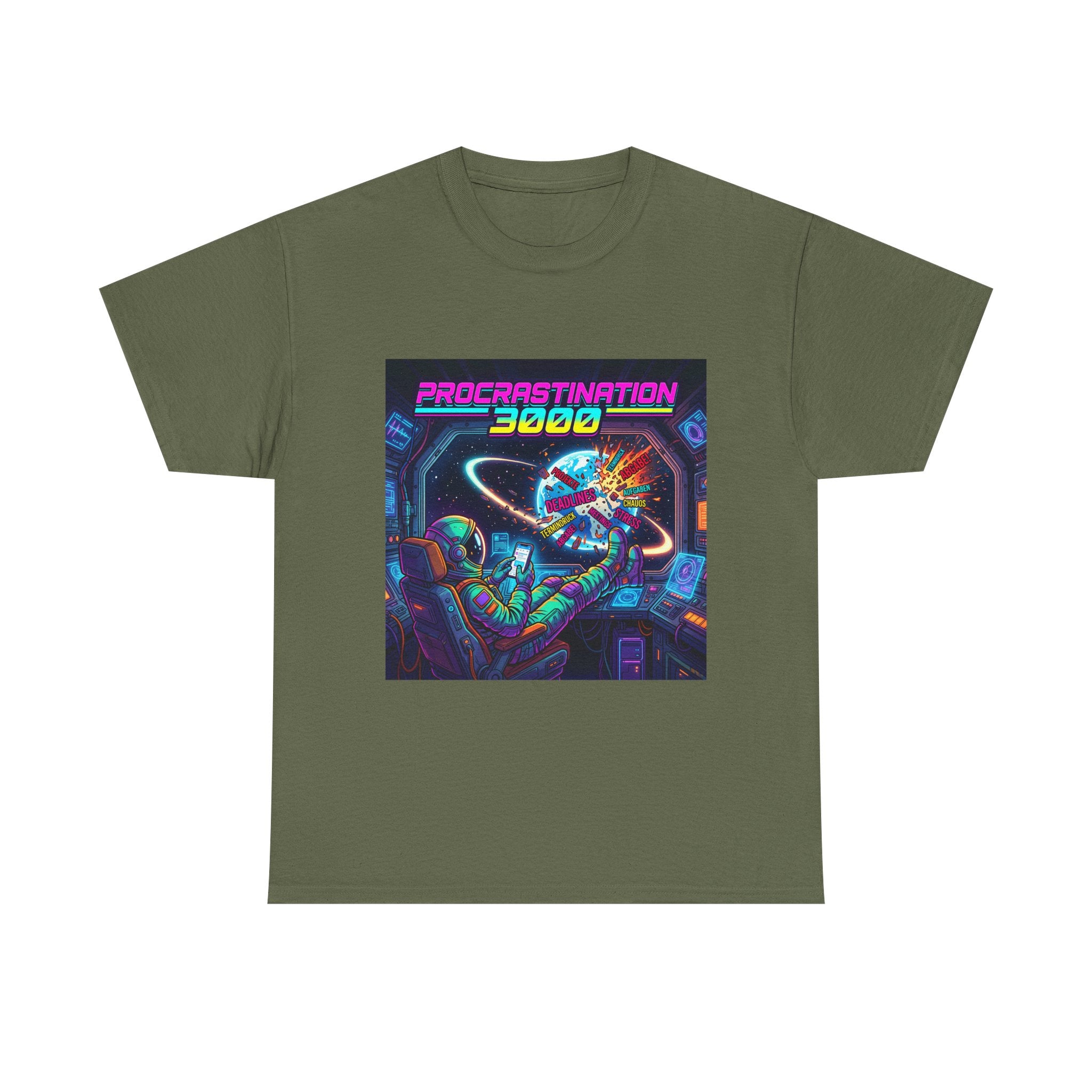 T-Shirt — "Procrastination 3000" Retro Futuristic Space Tee