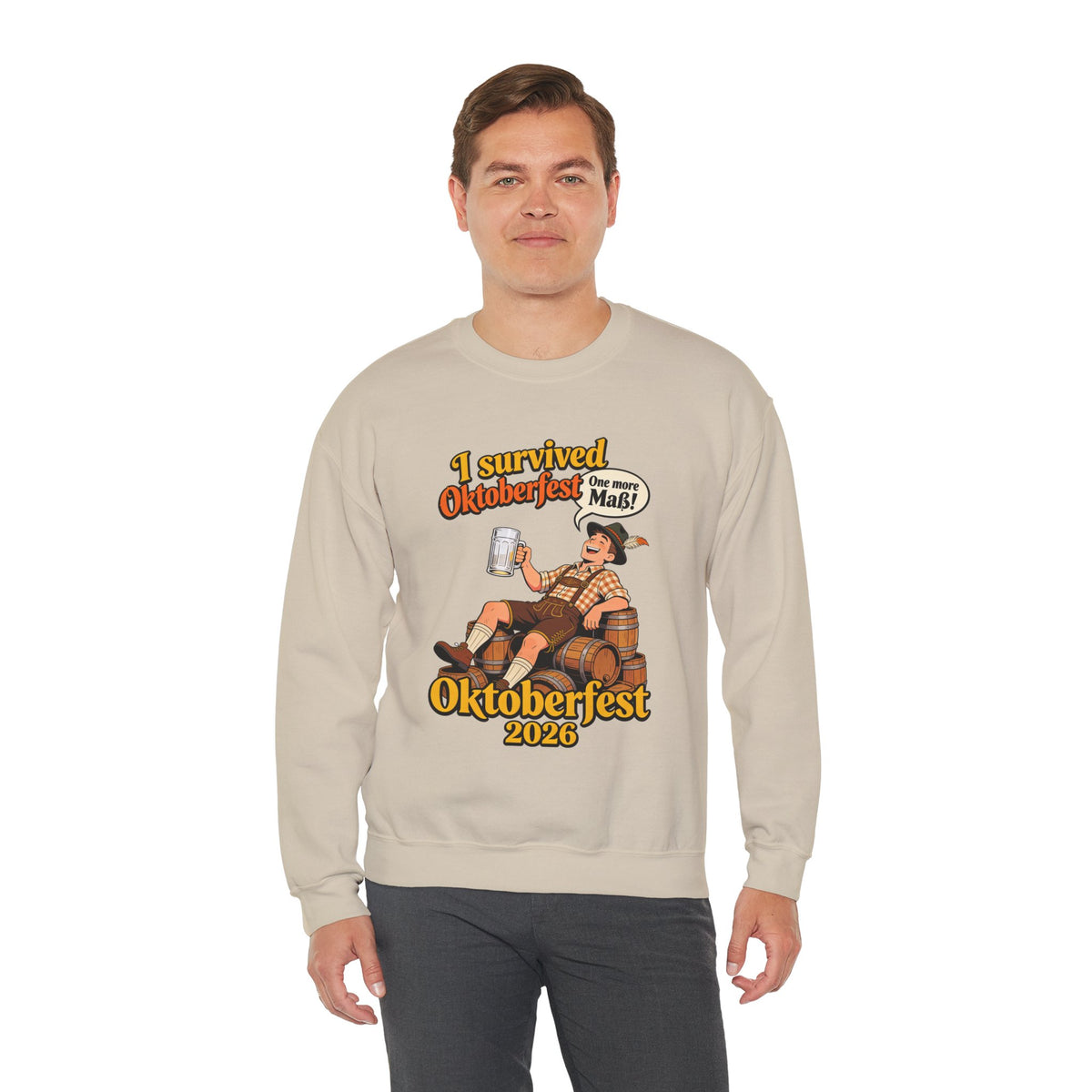 Oktoberfest 2026 Sweatshirt – "I Survived Oktoberfest" Vintage Beer Crewneck