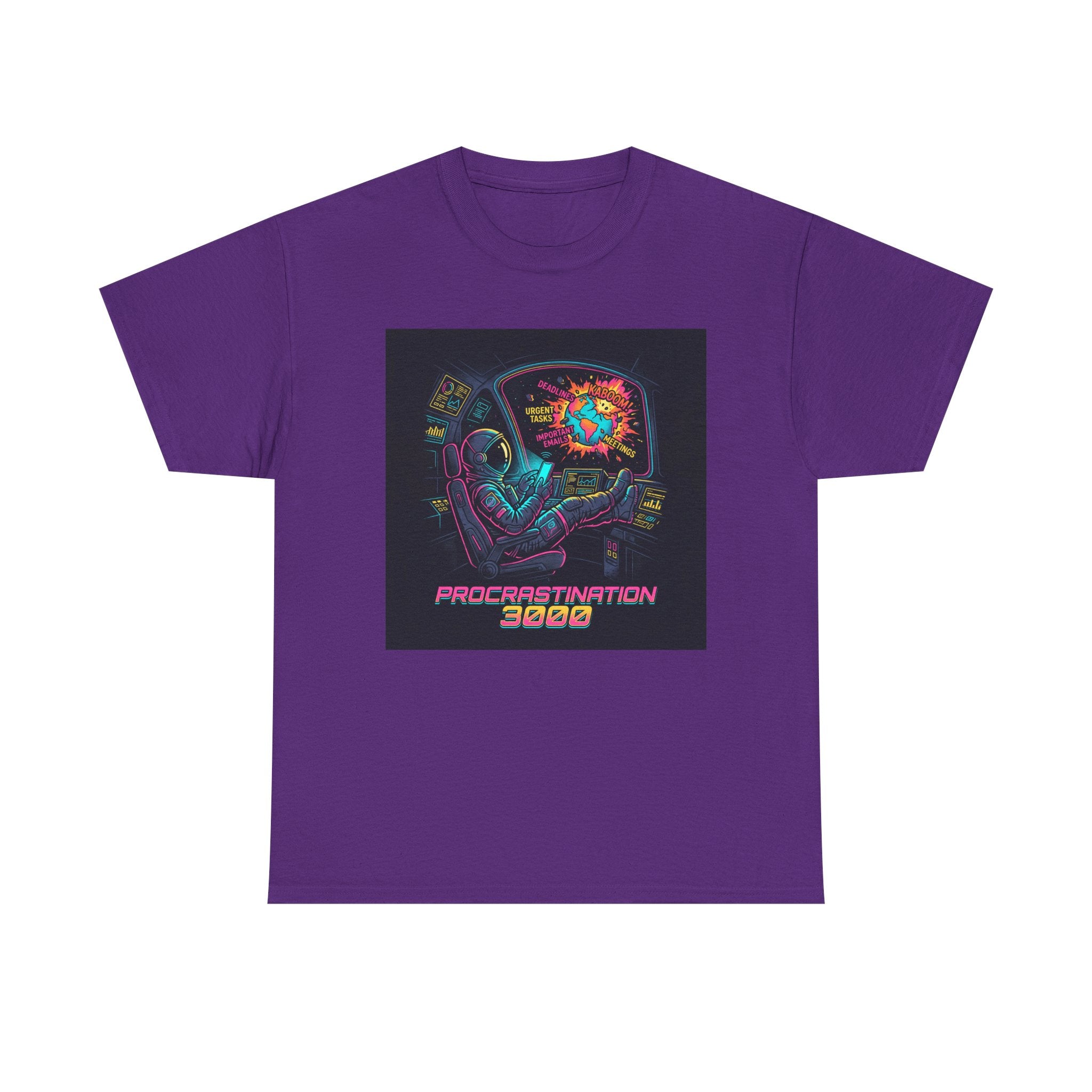 Procrastination 3000 Tee — Retro Futuristic Space Humor T-Shirt