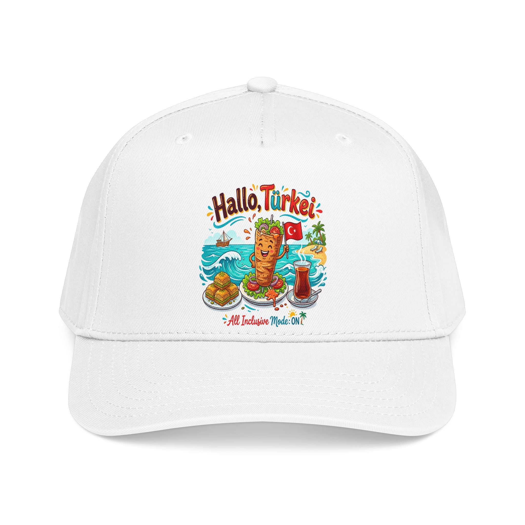 Hallo Turkey Beach Baseball Cap — Tropical Thanksgiving Vacation Vibe