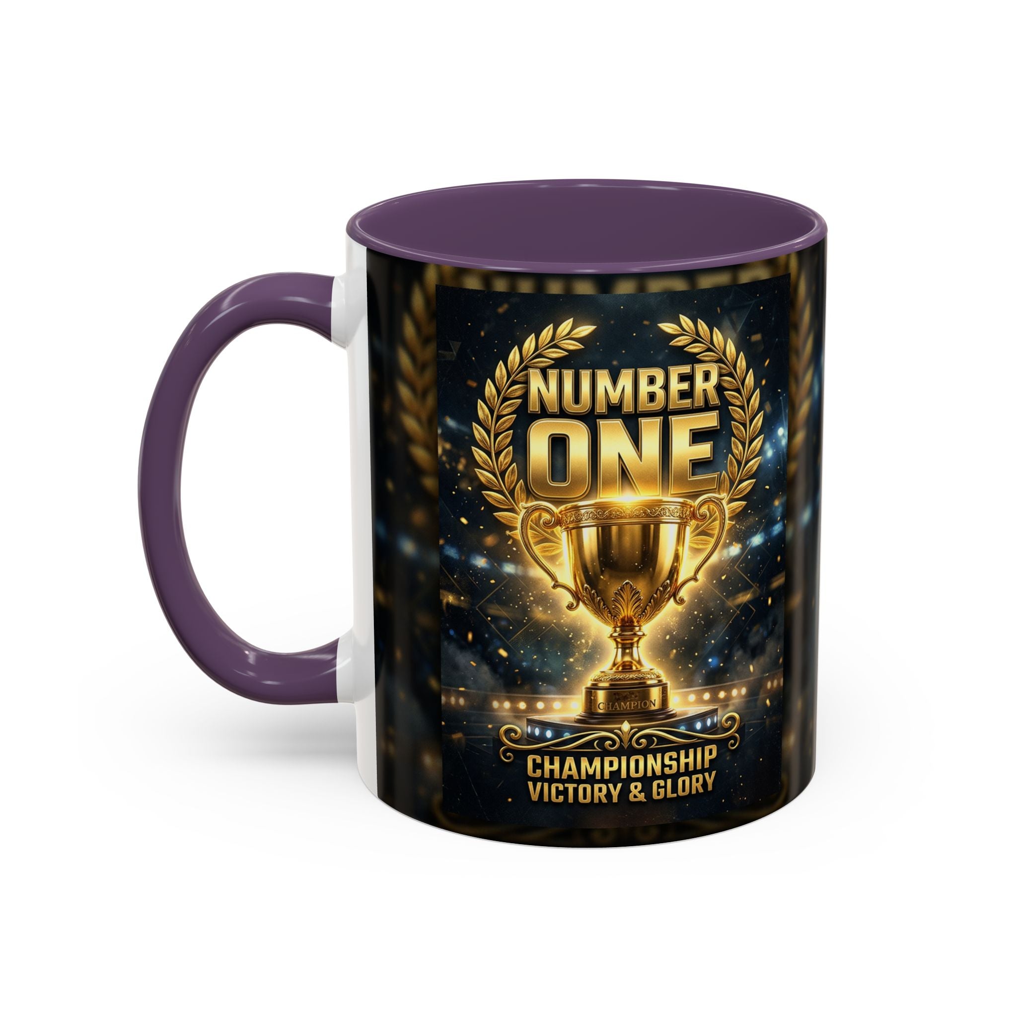 Number One Trophy Coffee Mug — Championship Victory & Glory Accent Mug