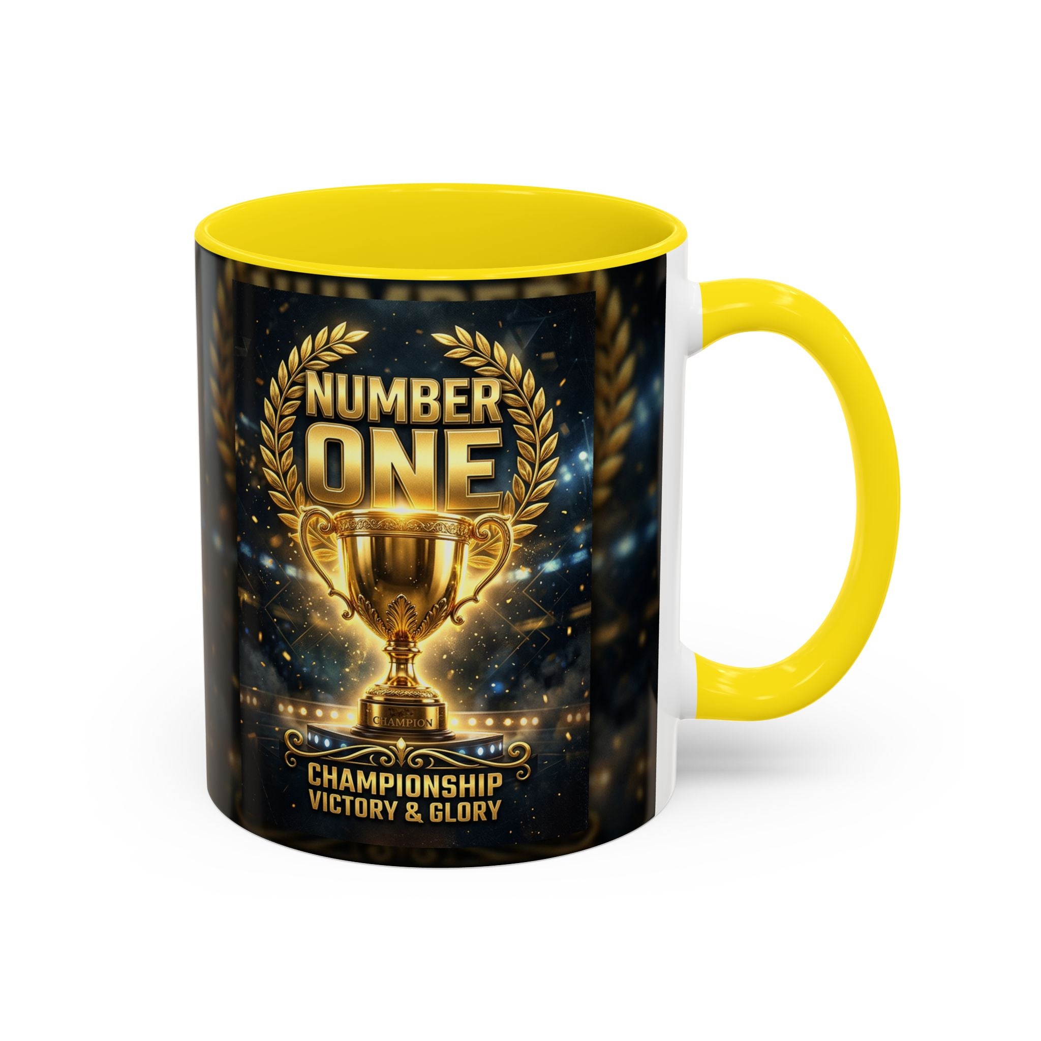 Number One Trophy Coffee Mug — Championship Victory & Glory Accent Mug