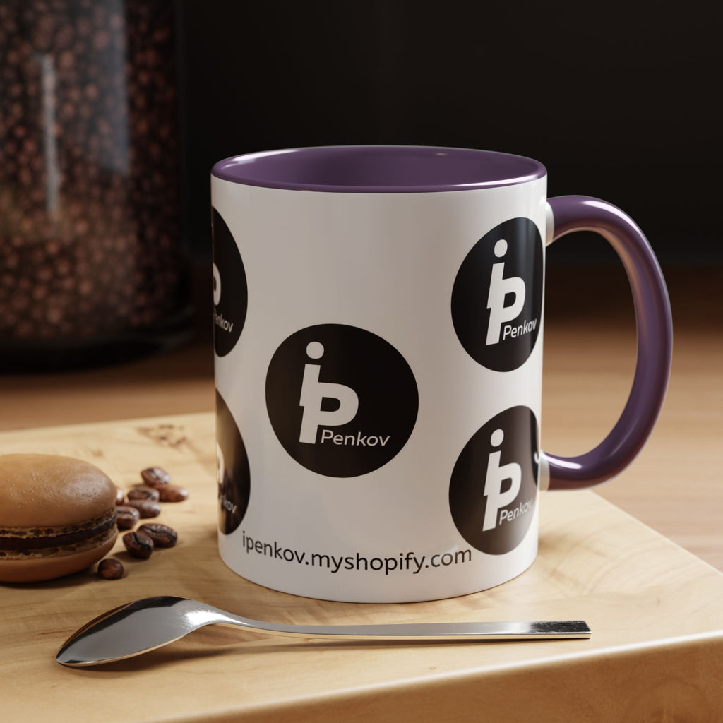 Kaffeetasse mit Logo-Muster-Akzent – IPenkov-Keramiktasse (11/15 oz)