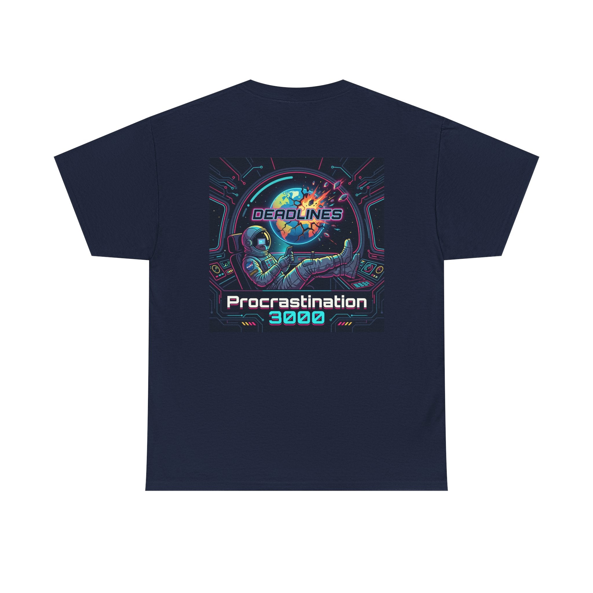Procrastination 3000 Tee — Retro Futuristic Space Humor T-Shirt