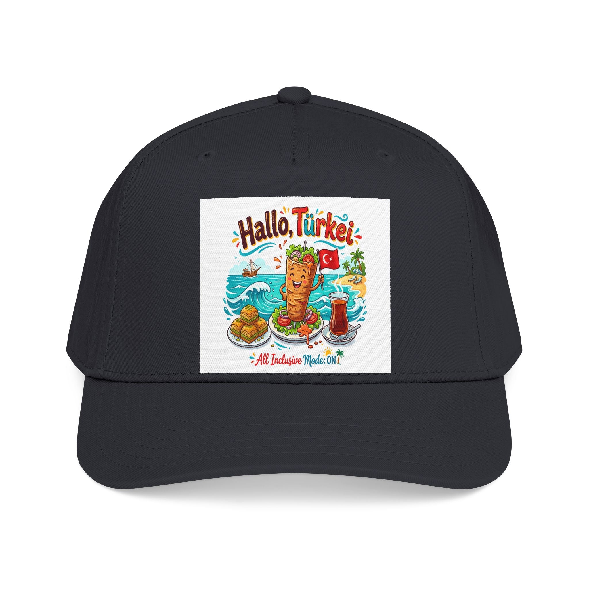Hallo Turkey Beach Baseball Cap — Tropical Thanksgiving Vacation Vibe