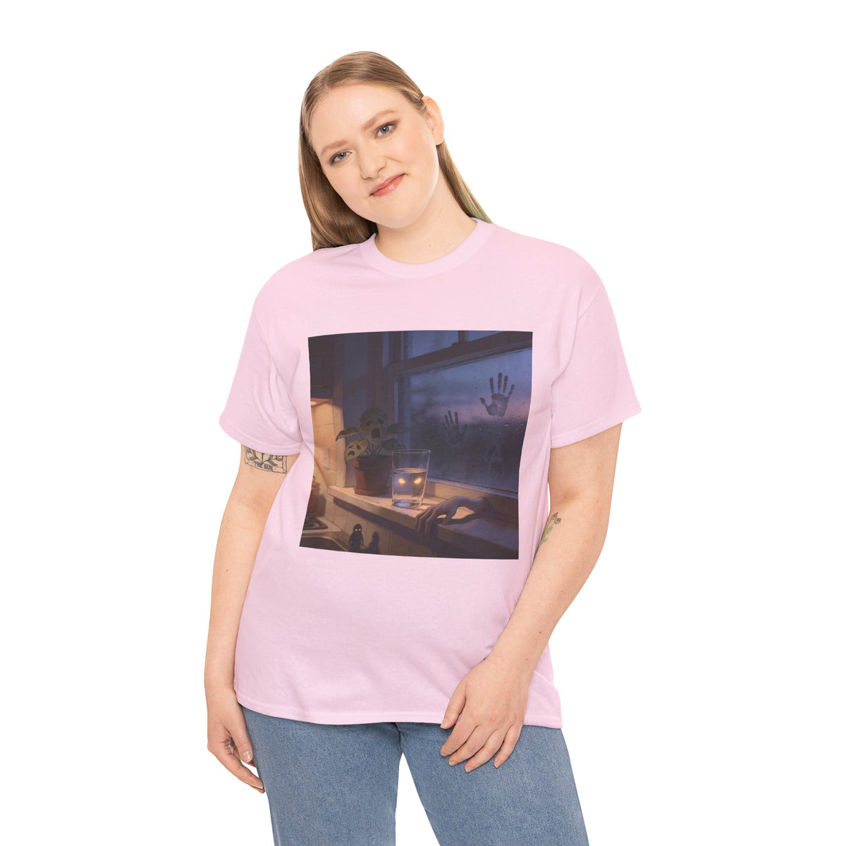 Stimmungsvolles Twilight-Fenster T-Shirt – Cozy Sunset Grafik-Shirt