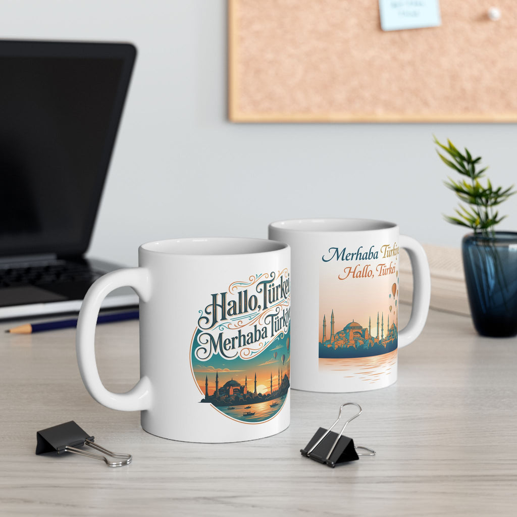 Turkey Travel Mug - Istanbul Hot Air Balloon Souvenir Ceramic Coffee Cup (11oz/15oz)