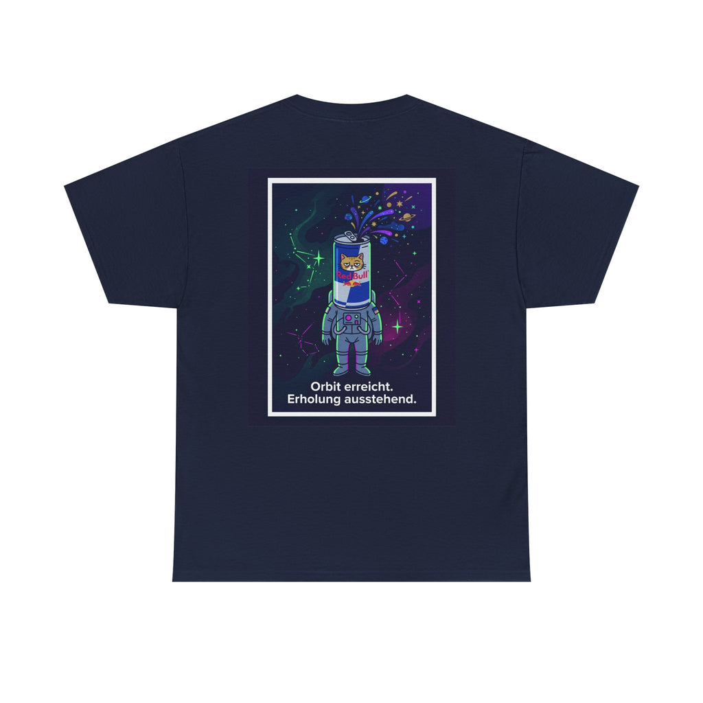 Astronaut Graphic Tee — “Orbit erreicht. Erholung ausstehend.” Neon Space Shirt