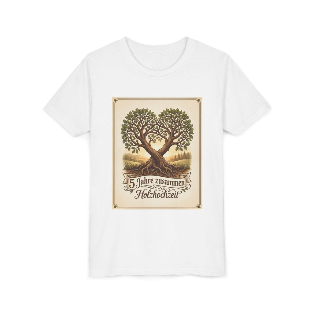Youth Tee — '5 Jahre zusammen Holzhochzeit' Tree Anniversary Shirt (5th Wedding Anniversary)