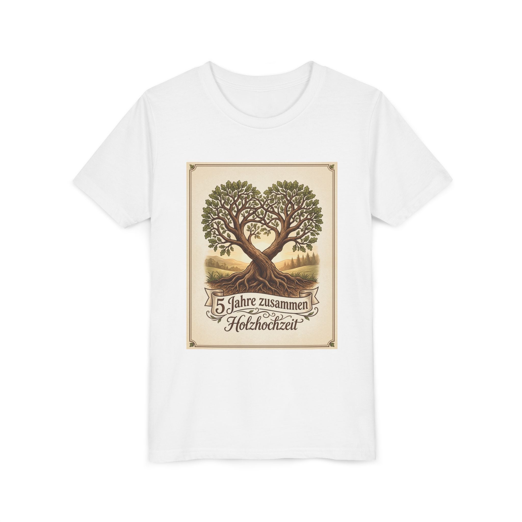 Youth Tee — '5 Jahre zusammen Holzhochzeit' Tree Anniversary Shirt (5th Wedding Anniversary)