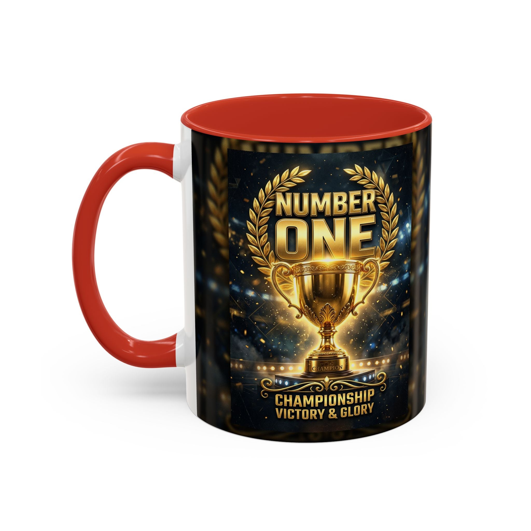 Number One Trophy Coffee Mug — Championship Victory & Glory Accent Mug