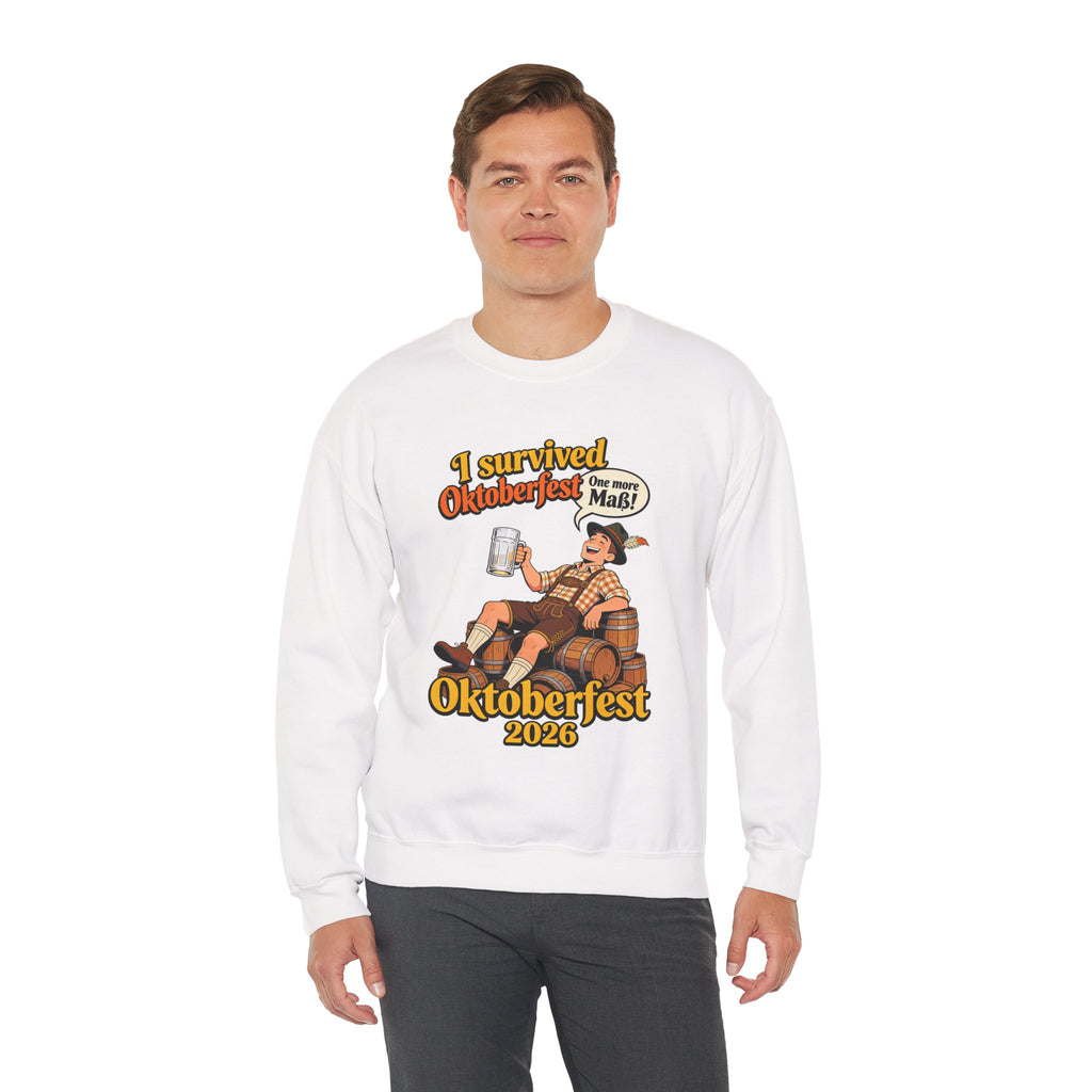 Oktoberfest 2026 Sweatshirt – "I Survived Oktoberfest" Vintage Beer Crewneck