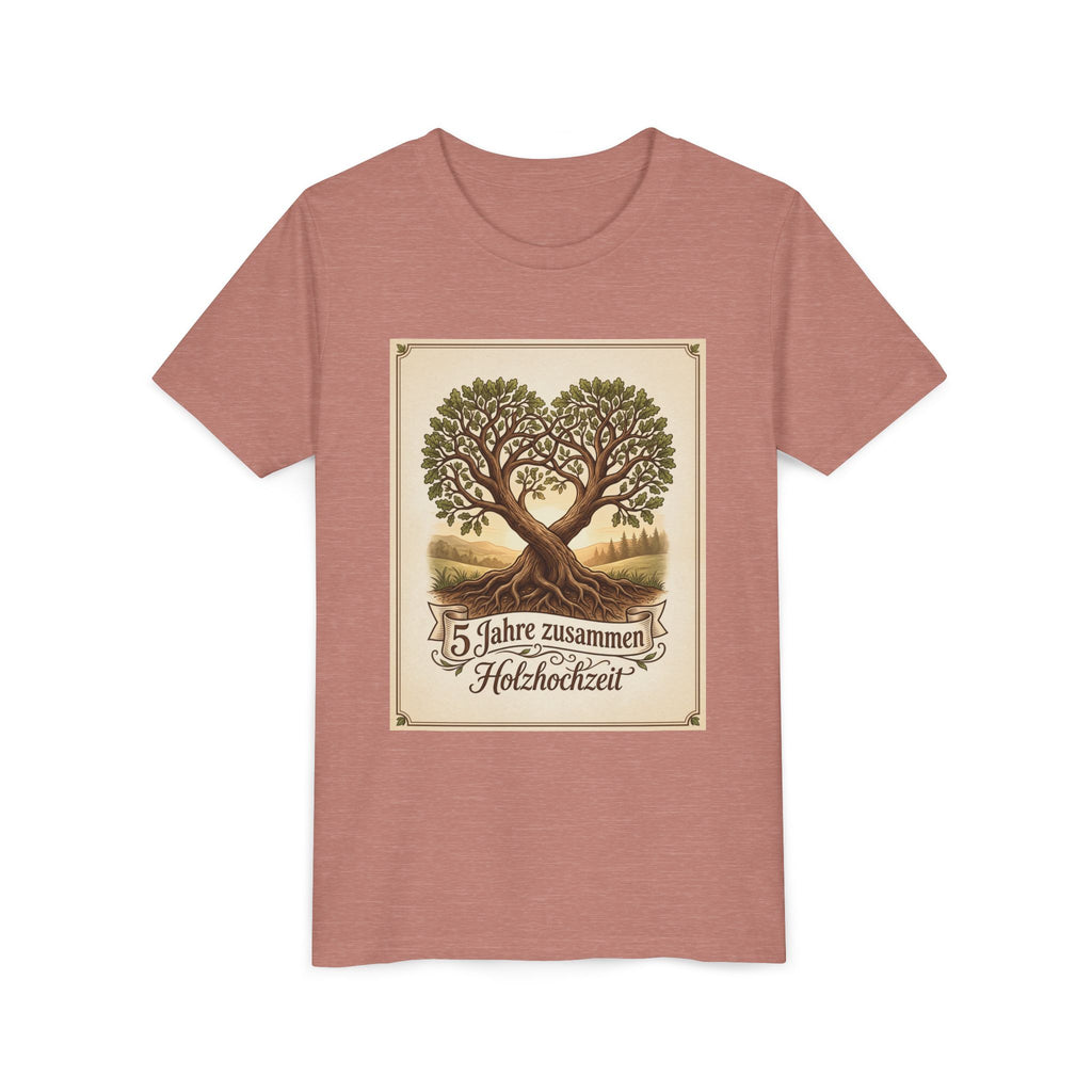 Youth Tee — '5 Jahre zusammen Holzhochzeit' Tree Anniversary Shirt (5th Wedding Anniversary)
