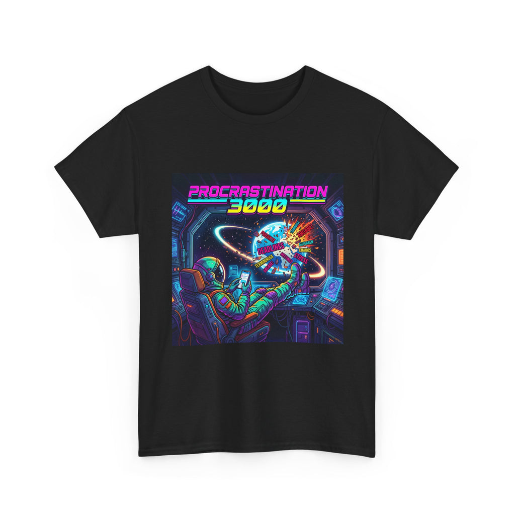 T-Shirt — "Procrastination 3000" Retro Futuristic Space Tee