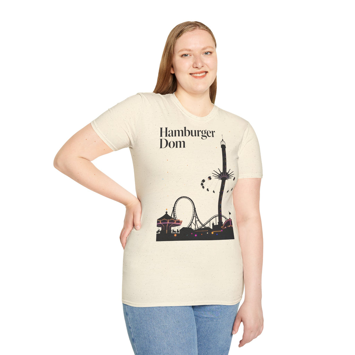 Hamburger Dom Skyline-T-Shirt – T-Shirt mit Fahrgeschäfts-Silhouette