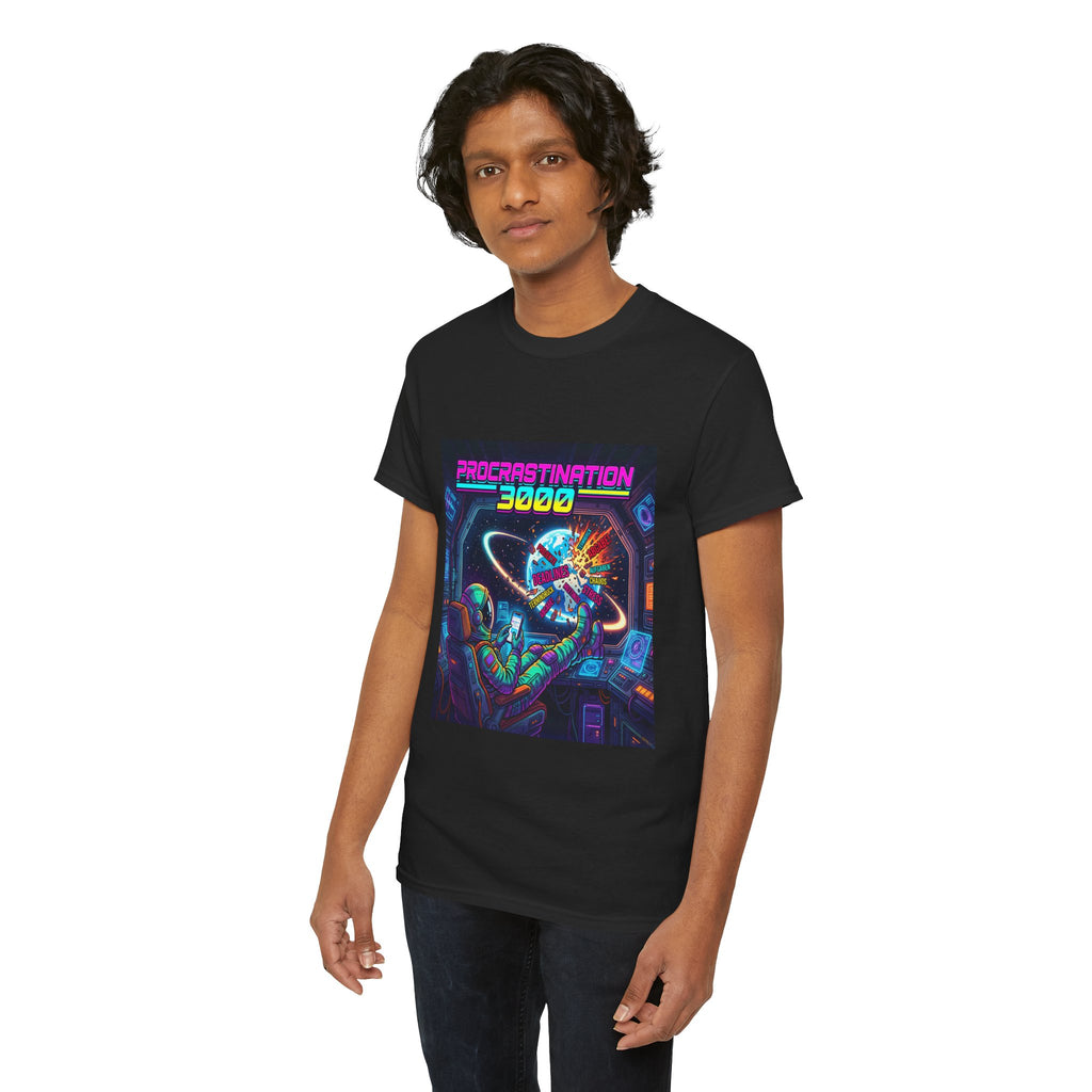 T-Shirt — "Procrastination 3000" Retro Futuristic Space Tee