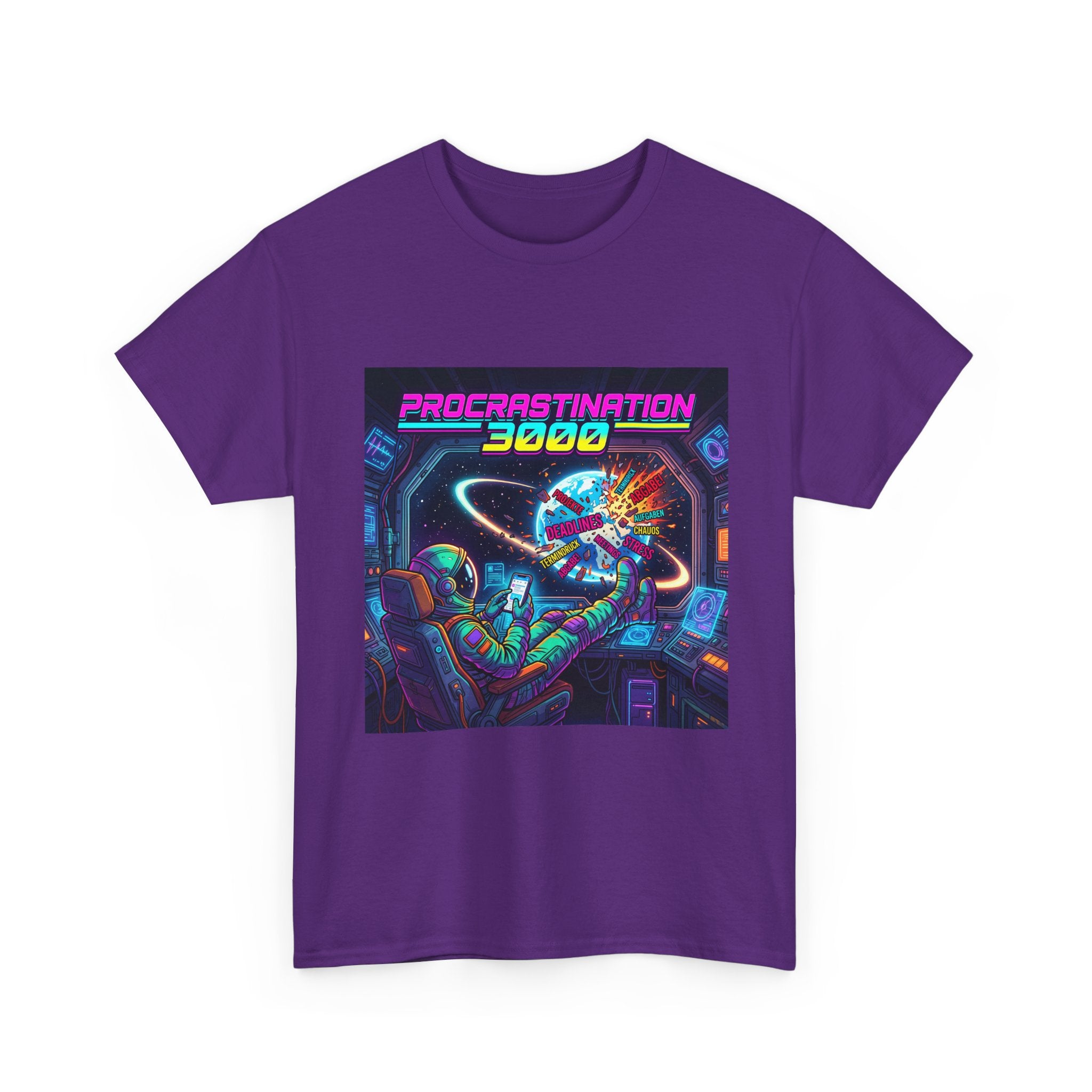 T-Shirt — "Procrastination 3000" Retro Futuristic Space Tee