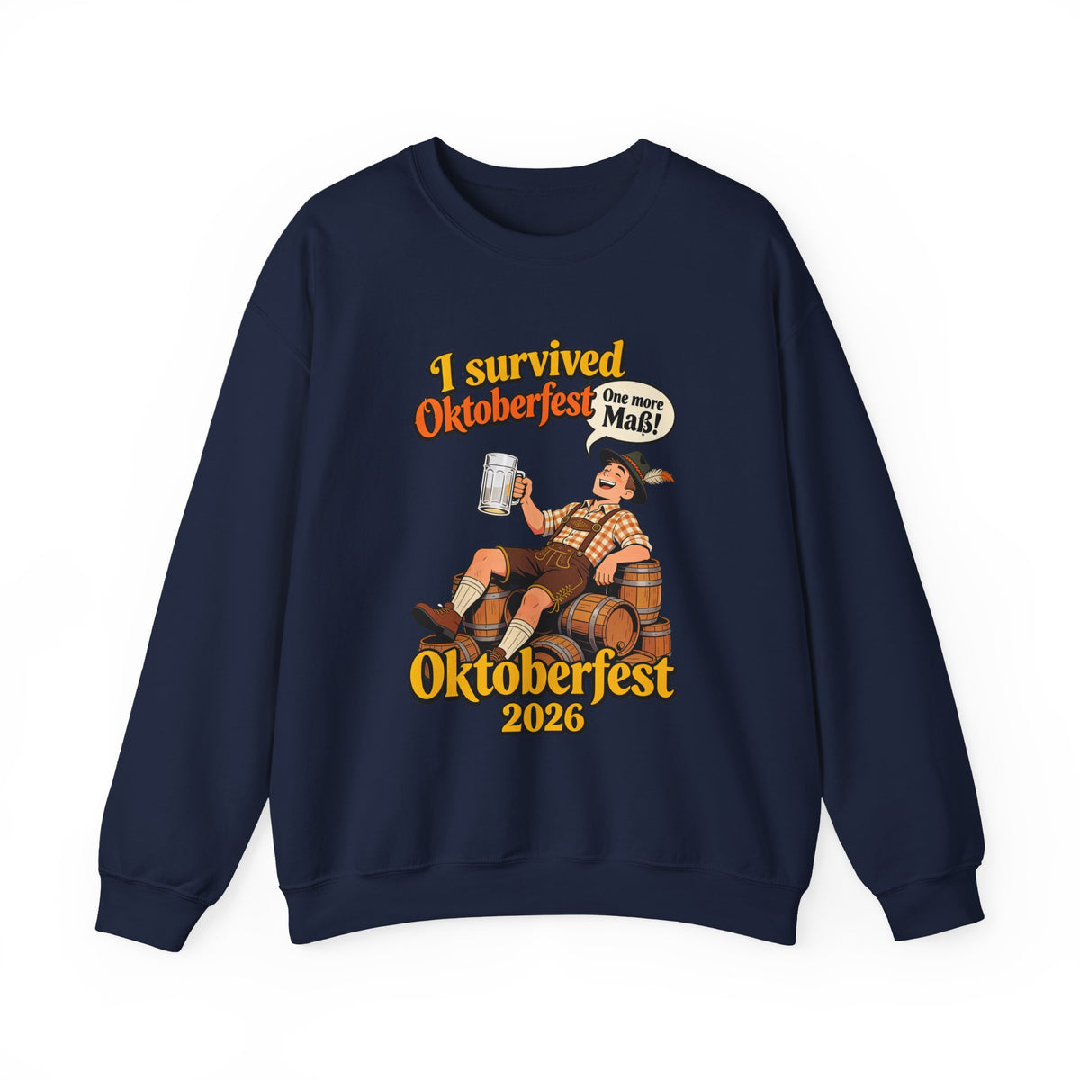 Oktoberfest 2026 Sweatshirt – "I Survived Oktoberfest" Vintage Beer Crewneck