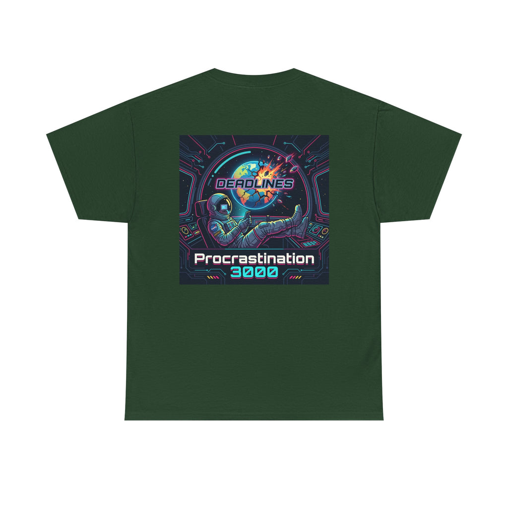 Procrastination 3000 Tee — Retro Futuristic Space Humor T-Shirt