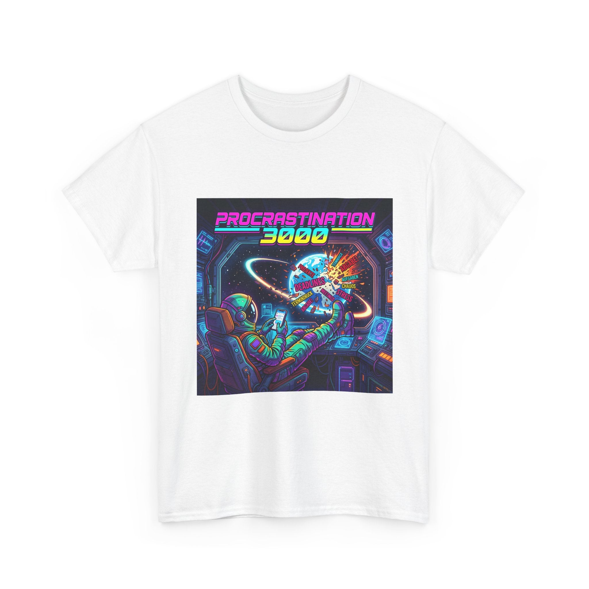 T-Shirt — "Procrastination 3000" Retro Futuristic Space Tee