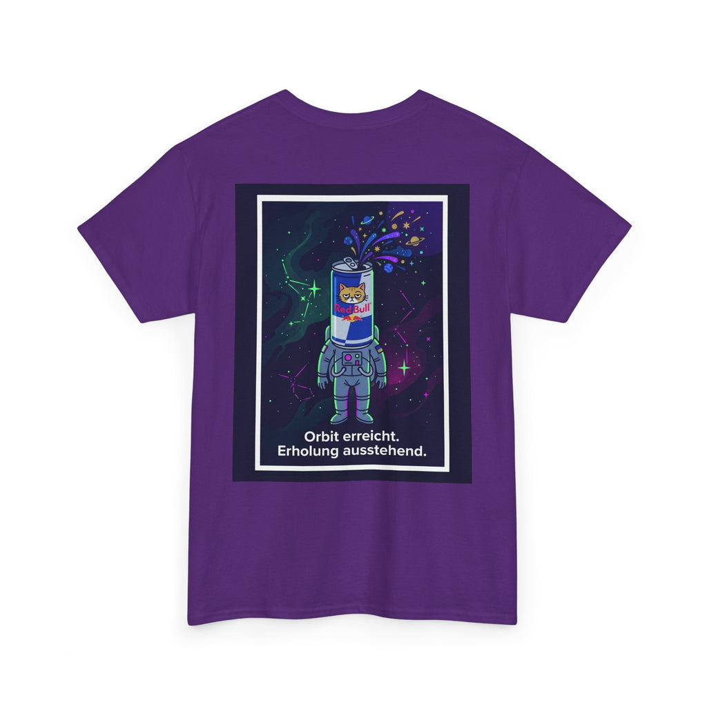 Astronaut Graphic Tee — “Orbit erreicht. Erholung ausstehend.” Neon Space Shirt