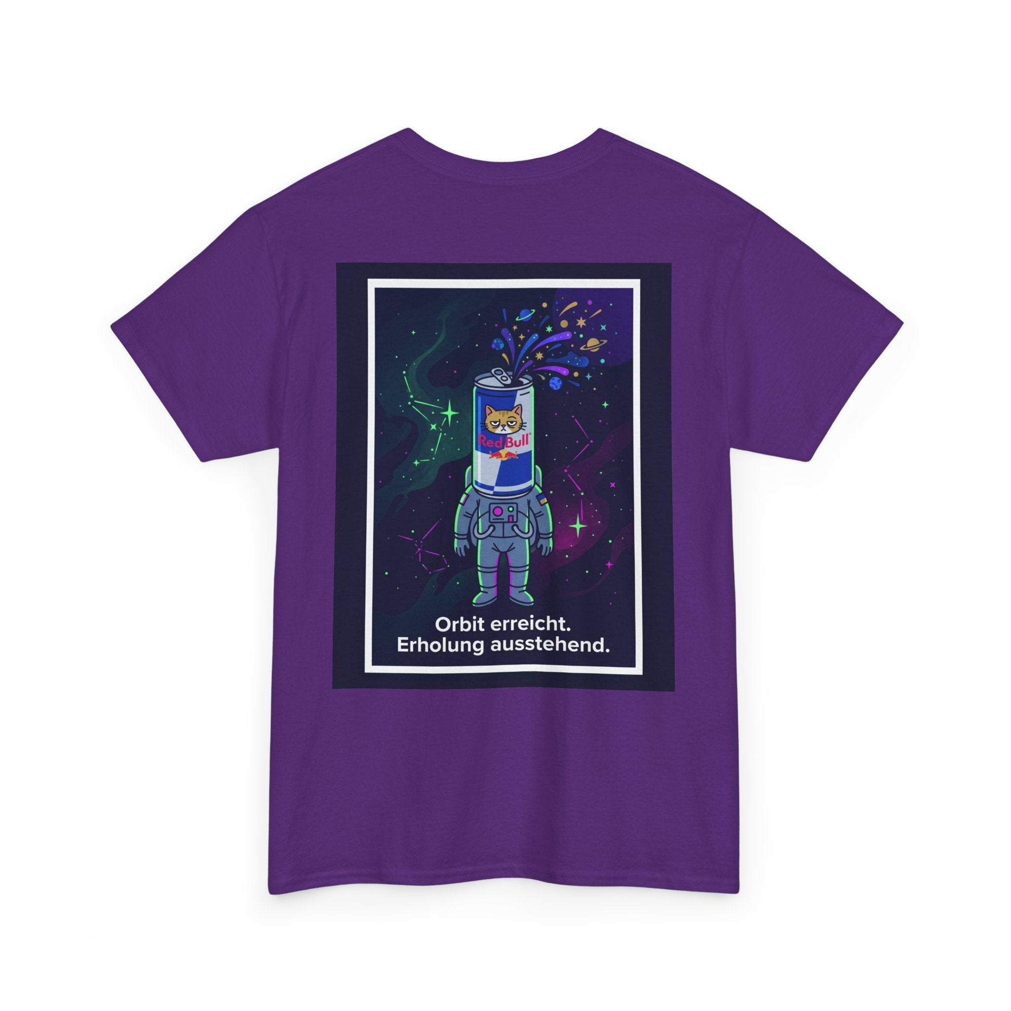 Astronaut Graphic Tee — “Orbit erreicht. Erholung ausstehend.” Neon Space Shirt