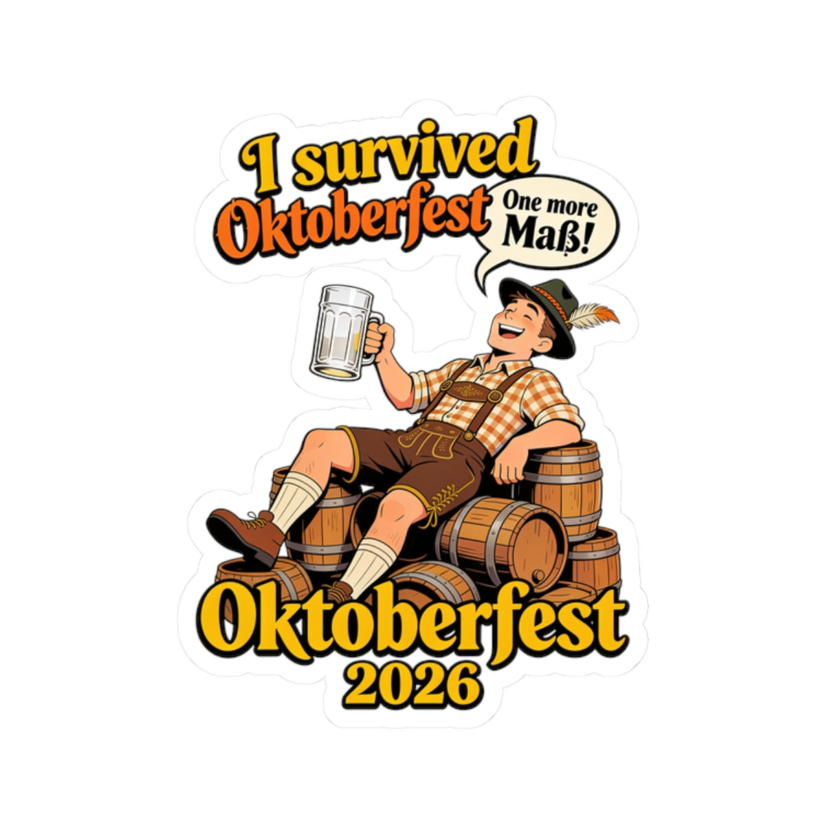 Oktoberfest Sticker — "I Survived Oktoberfest" Vintage Beer Mug Design