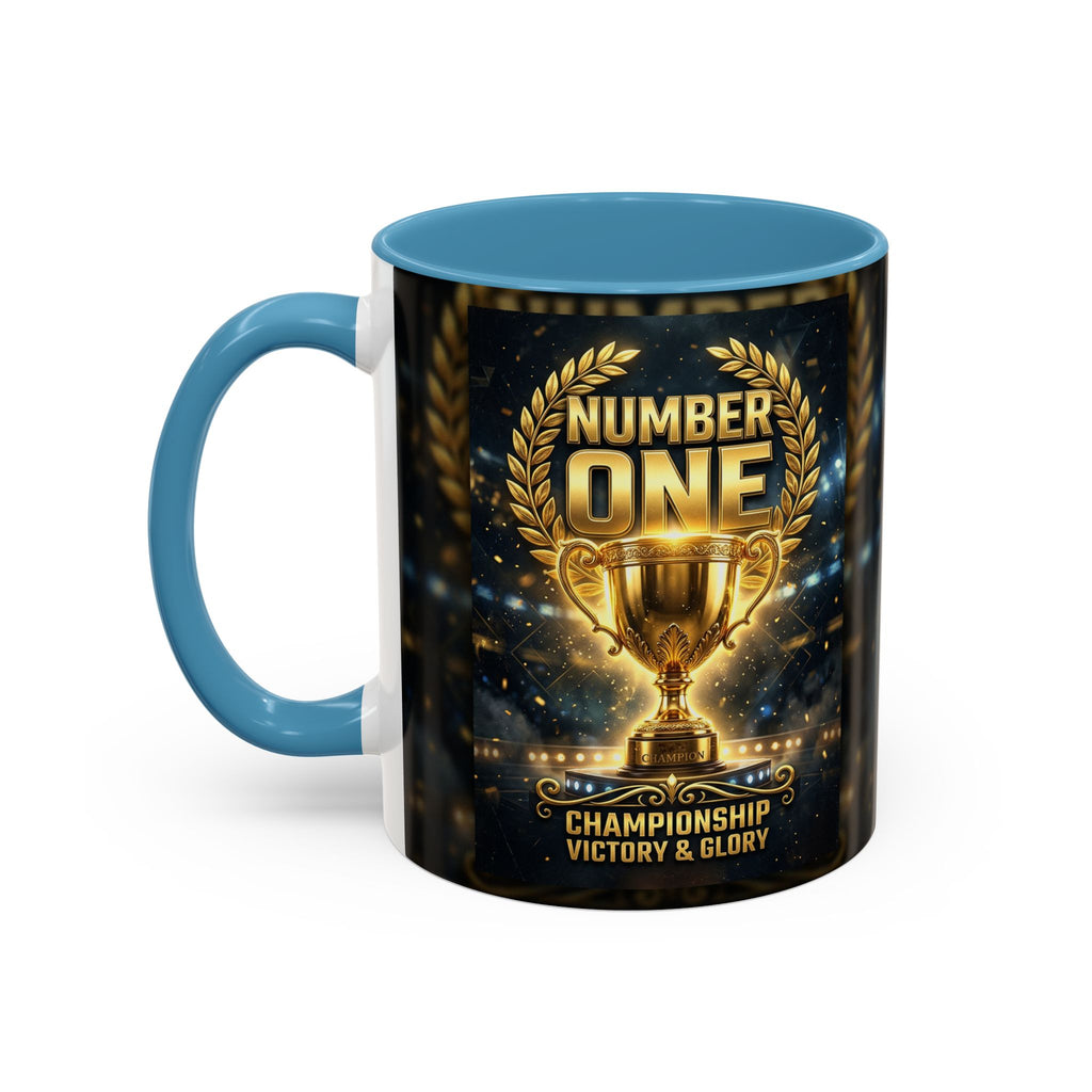 Number One Trophy Coffee Mug — Championship Victory & Glory Accent Mug