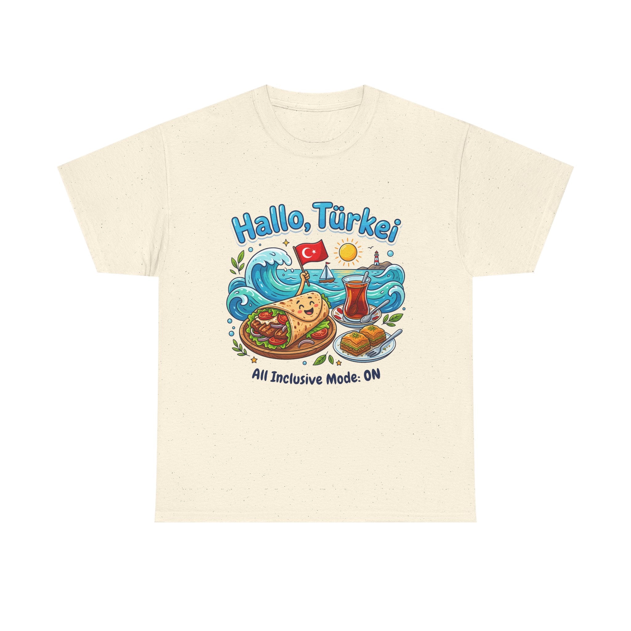 Hallo Türkiye! Turkish Food & Vacation Graphic Tee — "All Inclusive Mode: ON"