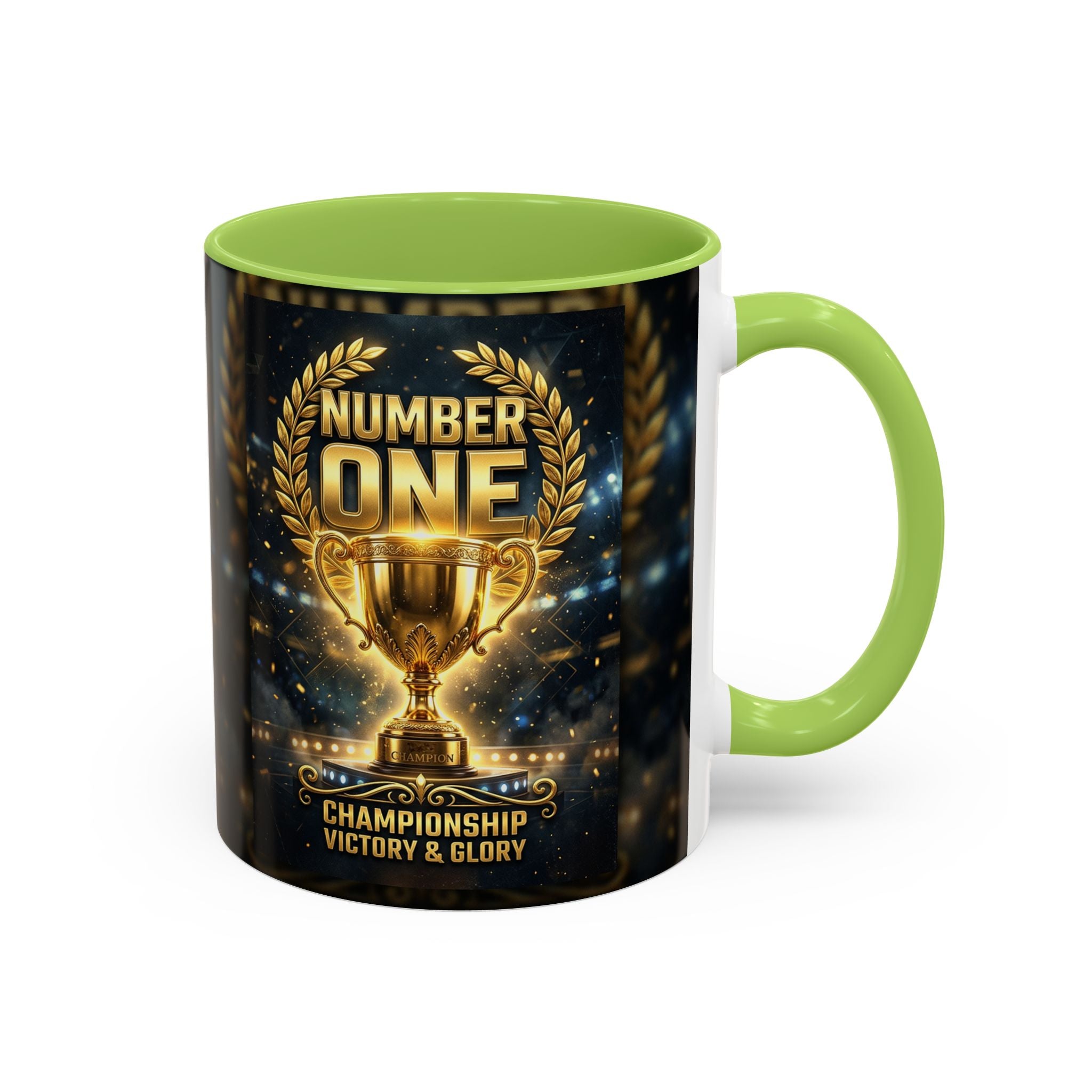 Number One Trophy Coffee Mug — Championship Victory & Glory Accent Mug